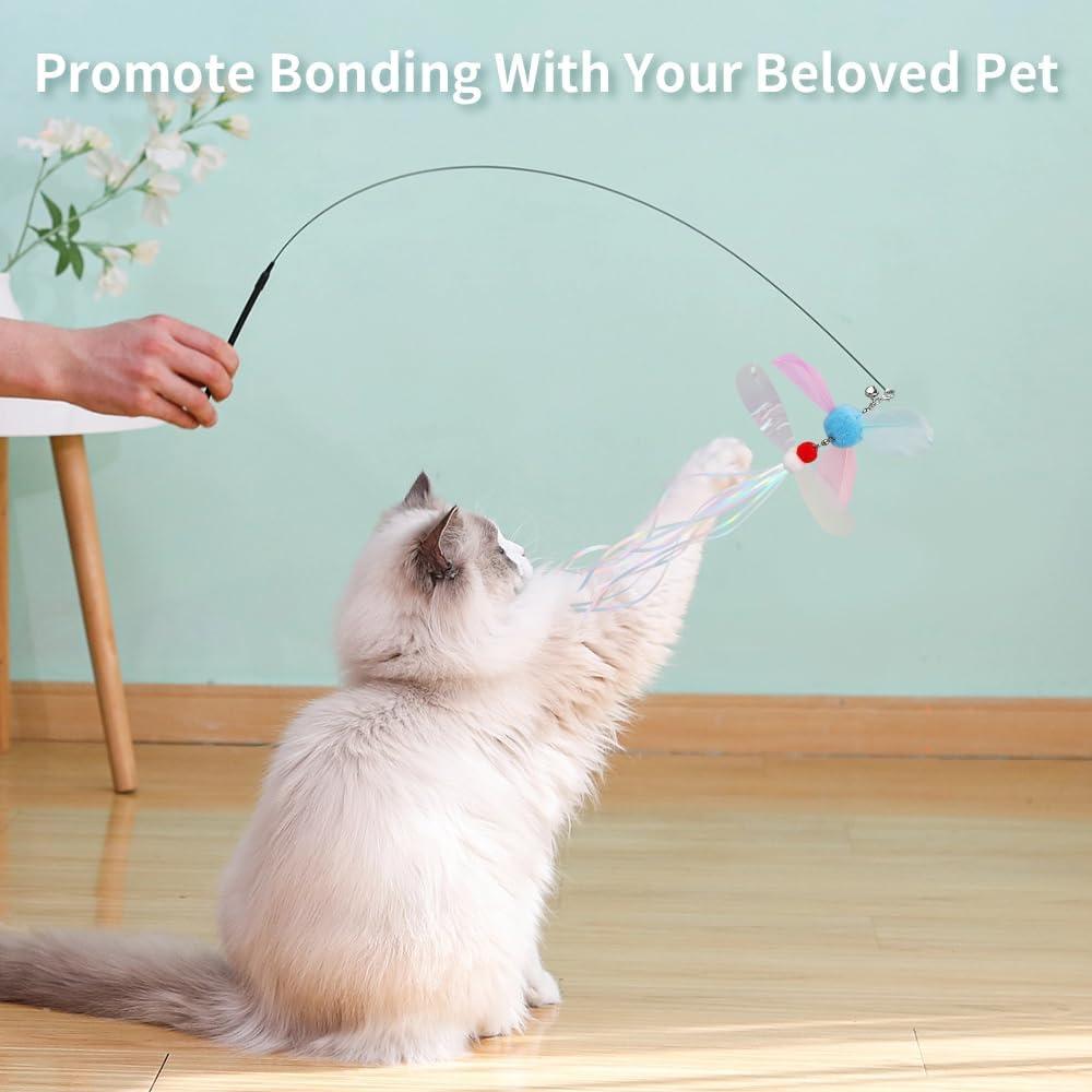 Juguete Interactivo para Gatos PAZ'S GIFT con Plumas y 2 Cabezas