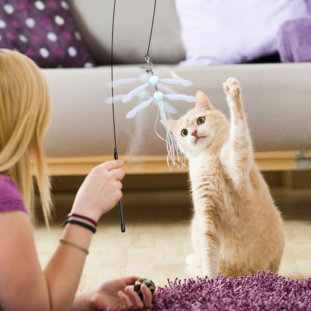 Juguete Interactivo para Gatos PAZ'S GIFT con Plumas y 2 Cabezas