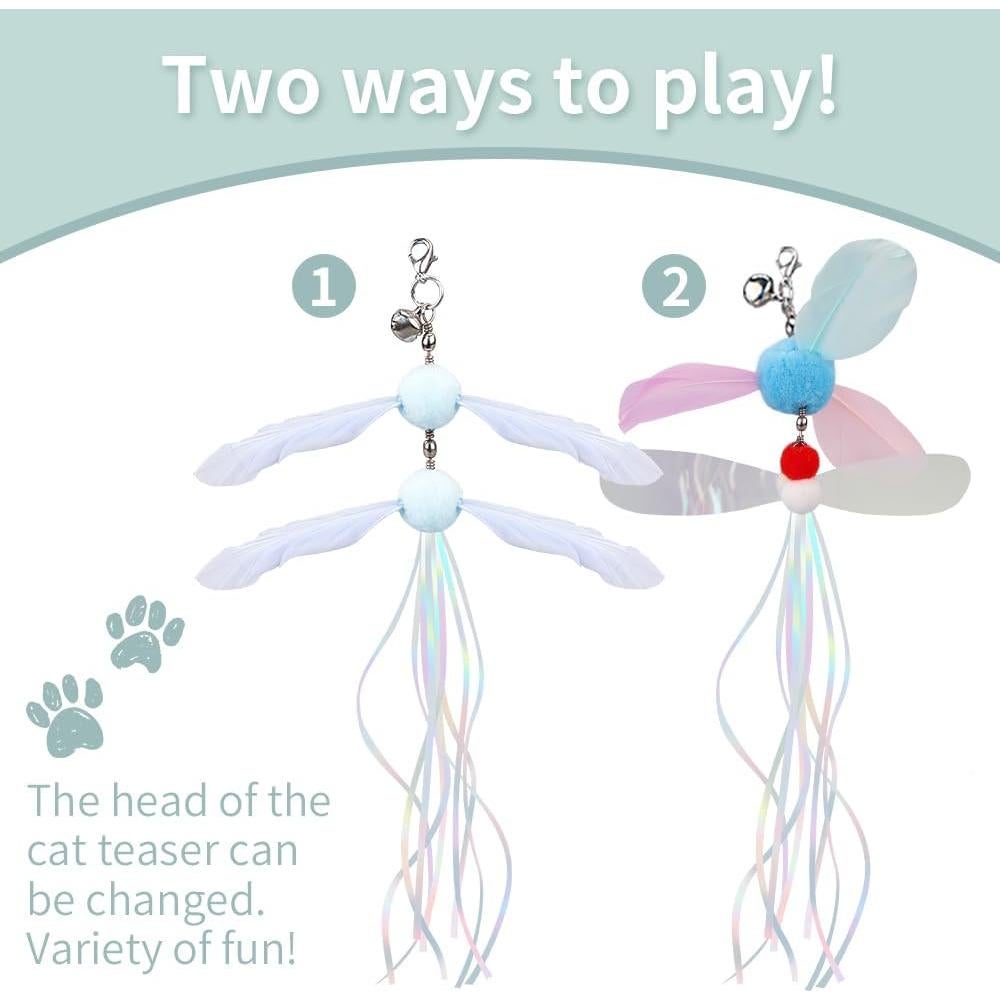 Juguete Interactivo para Gatos PAZ'S GIFT con Plumas y 2 Cabezas