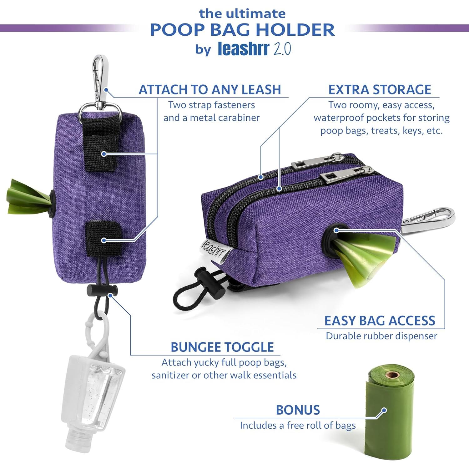 Dispensador de bolsas de excremento para perro Leashrr 2.0 Negro