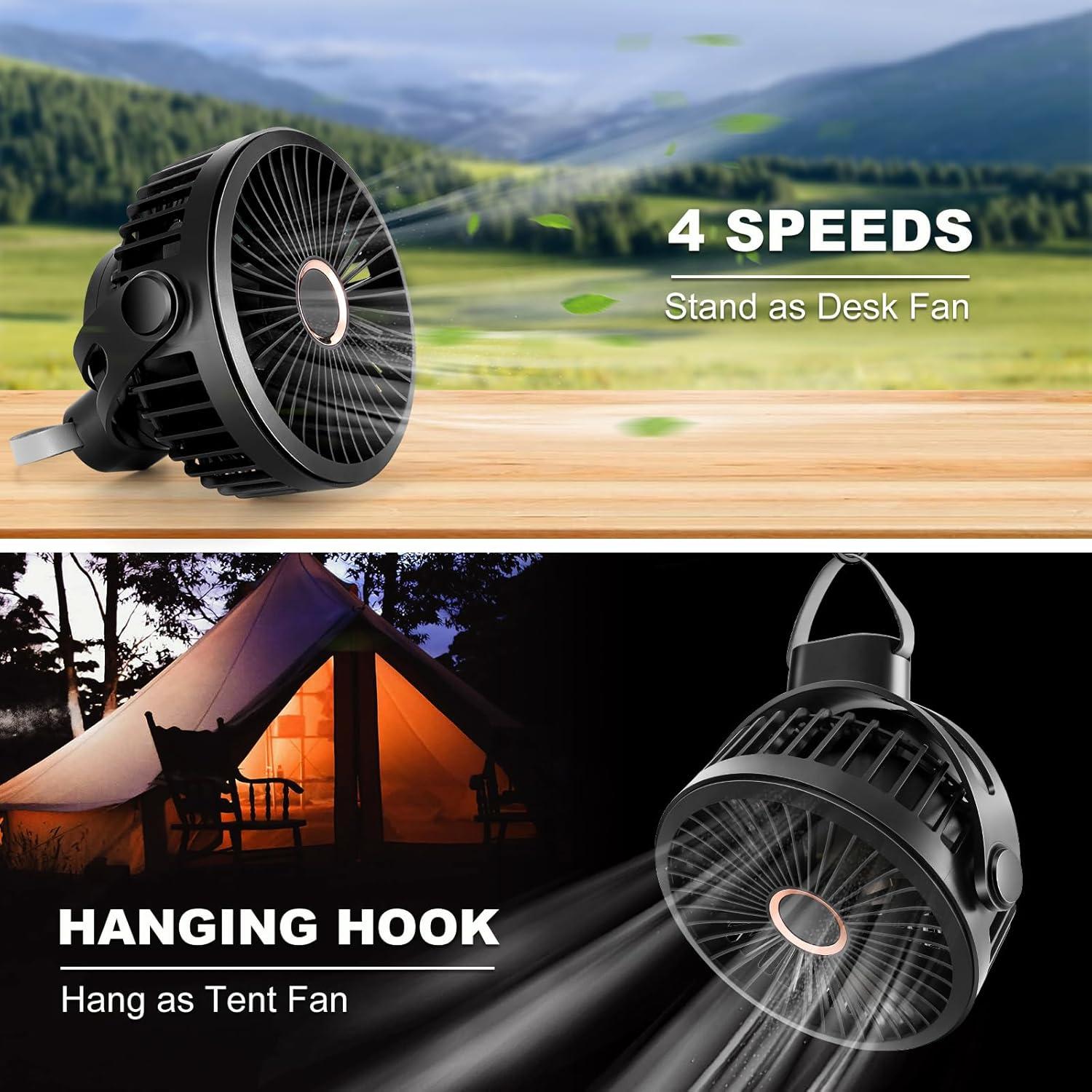 Ventilador Recargable Odoland 2 Paquetes 10000mAh USB