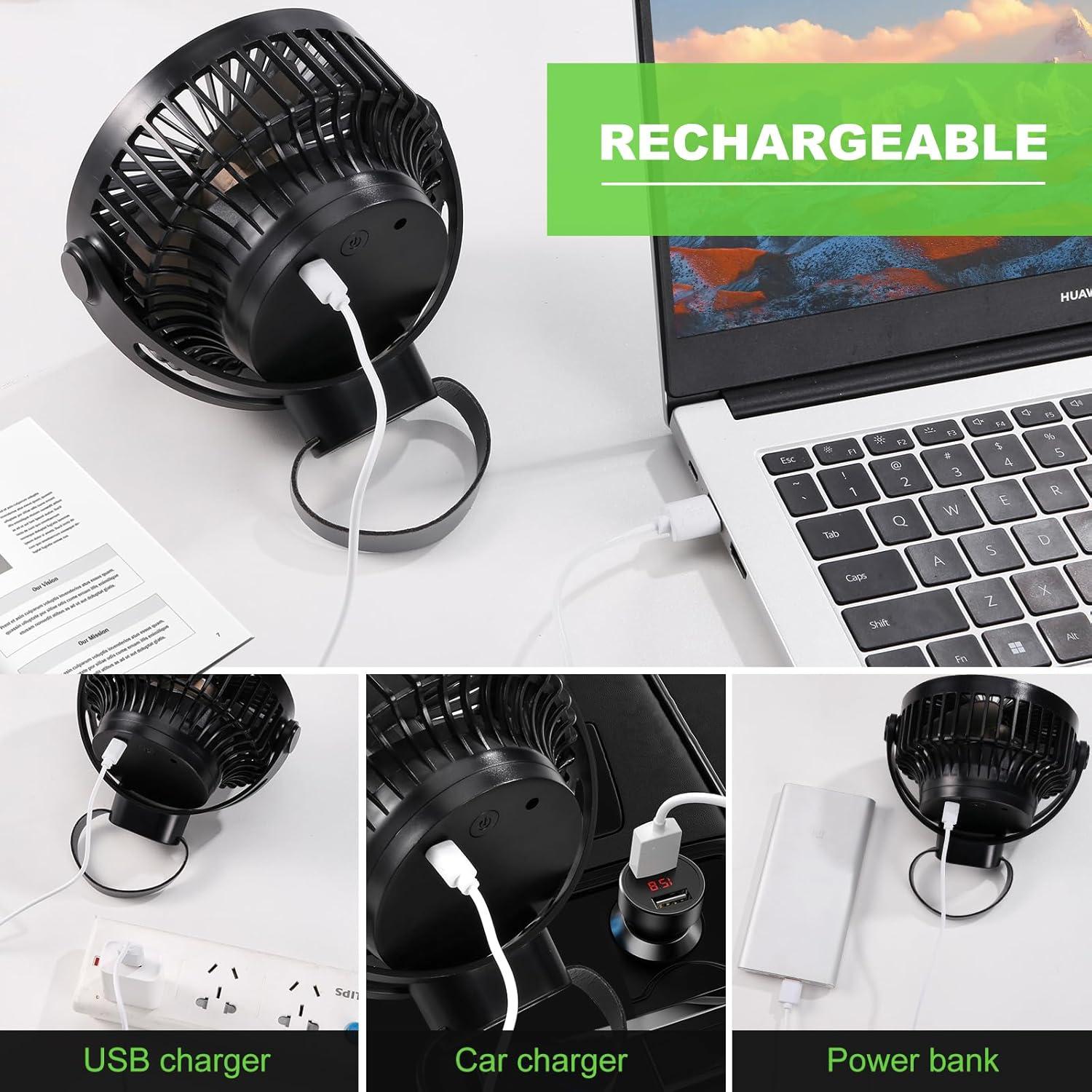 Ventilador Recargable Odoland 2 Paquetes 10000mAh USB