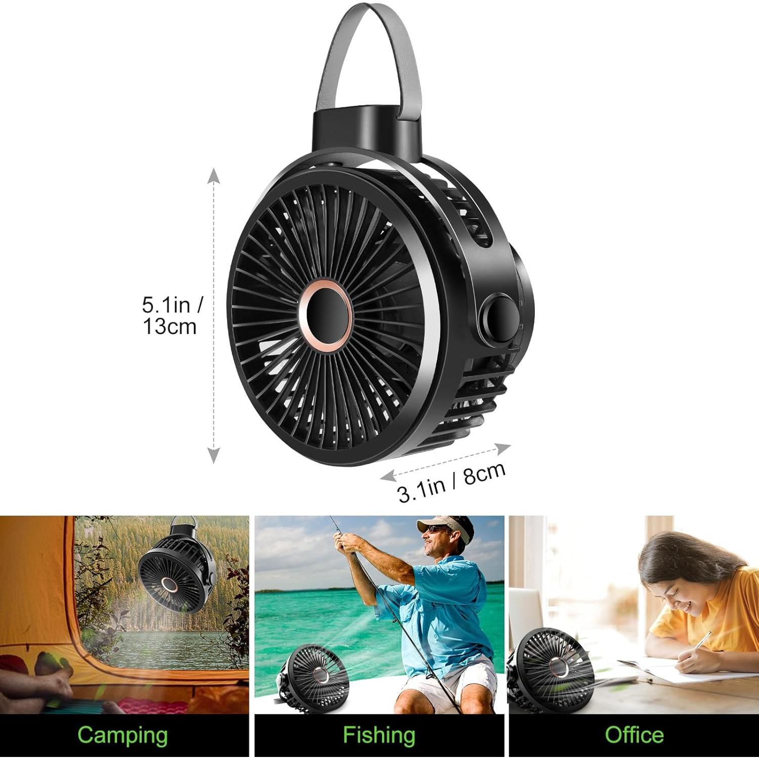 Ventilador Recargable Odoland 2 Paquetes 10000mAh USB