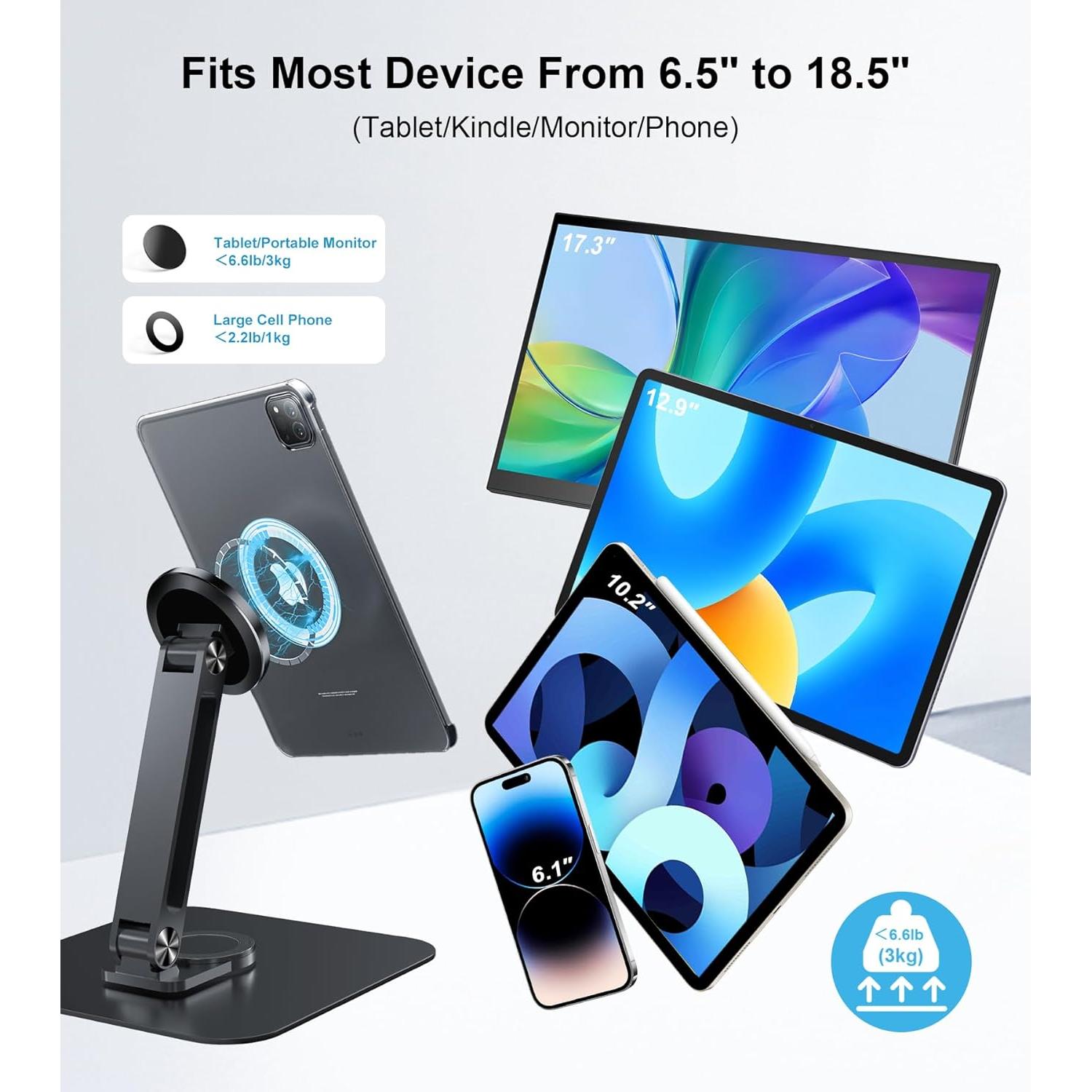 Soporte Magnético Ajustable para Monitor 10-47 cm Aluminio