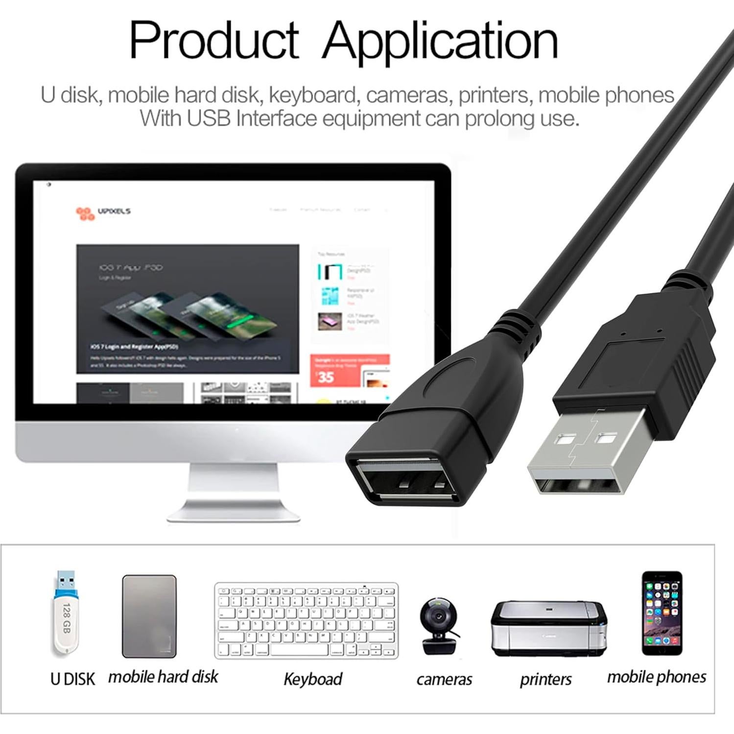 Cable Extensión USB 2.0 Macho a Hembra SaiTech IT 15cm 10 Pack