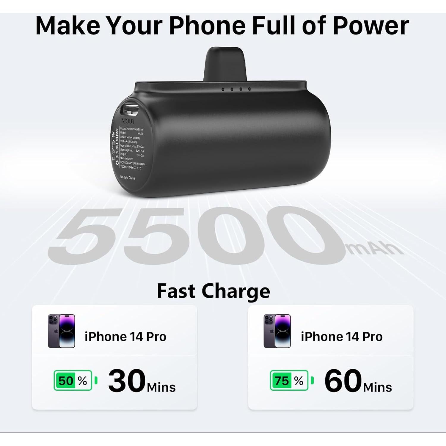 Banco de Energía Portátil 5500mAh para iPhone - 2 Pack