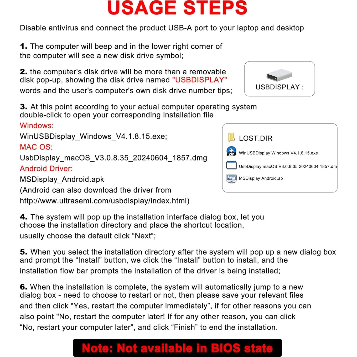 Adaptador USB a HDMI 1080P 60Hz THANDBLE - Compatible con Windows y Mac