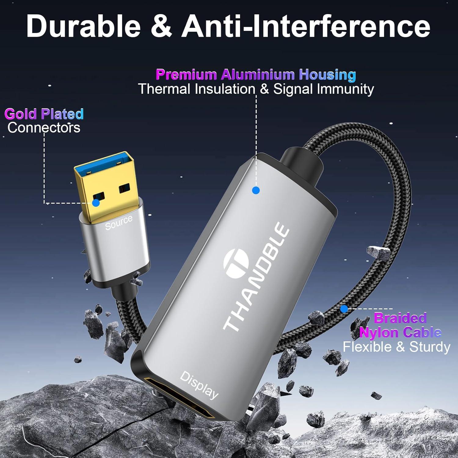 Adaptador USB a HDMI 1080P 60Hz THANDBLE - Compatible con Windows y Mac