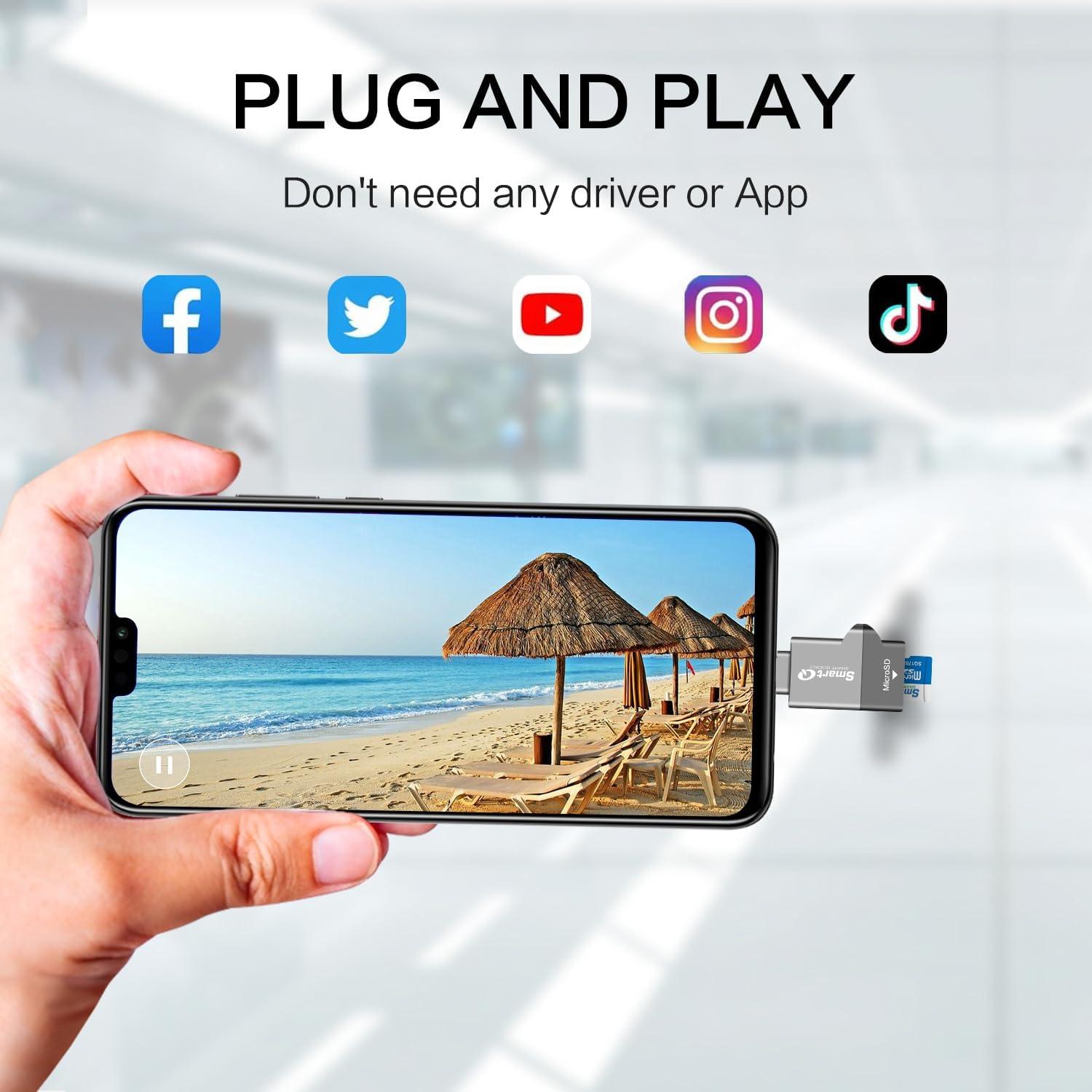 Lector de Tarjetas MicroSD SmartQ C356 USB 3.0 Tipo-C Gris