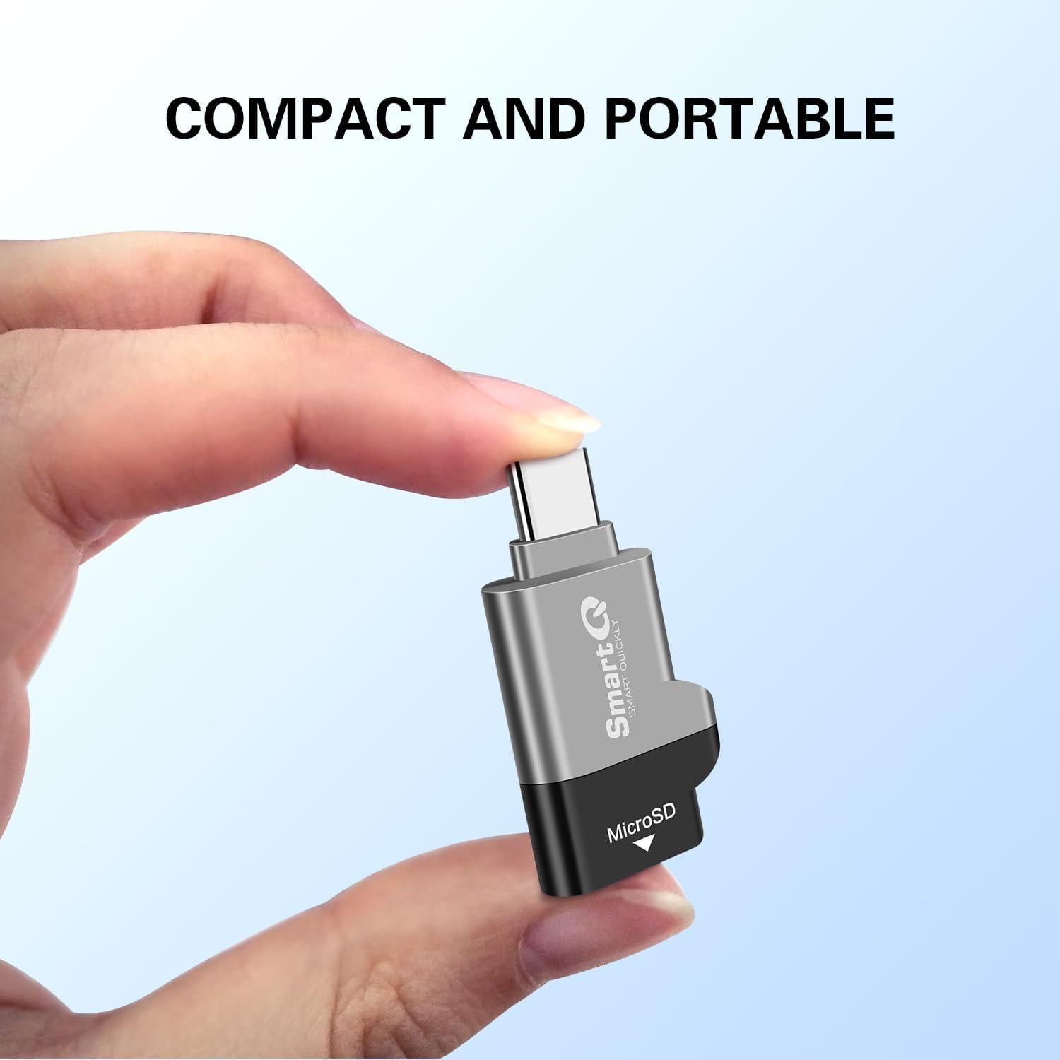 Lector de Tarjetas MicroSD SmartQ C356 USB 3.0 Tipo-C Gris