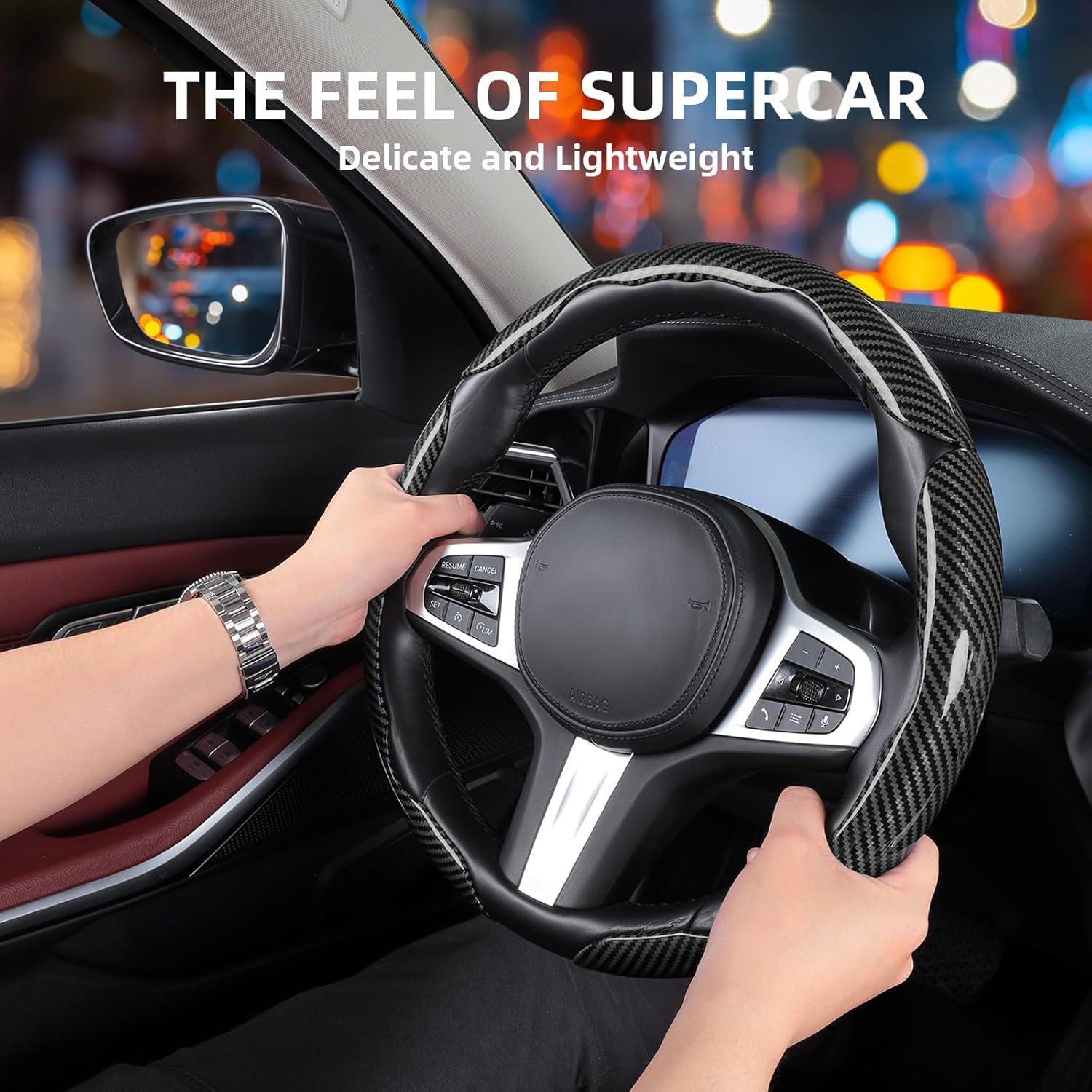 Cubierta de Volante de Fibra de Carbono Aimato 3 Piezas Negra