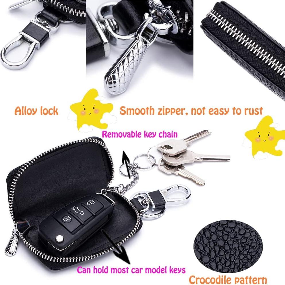 Funda de Llave de Coche de Cuero Negro Universal