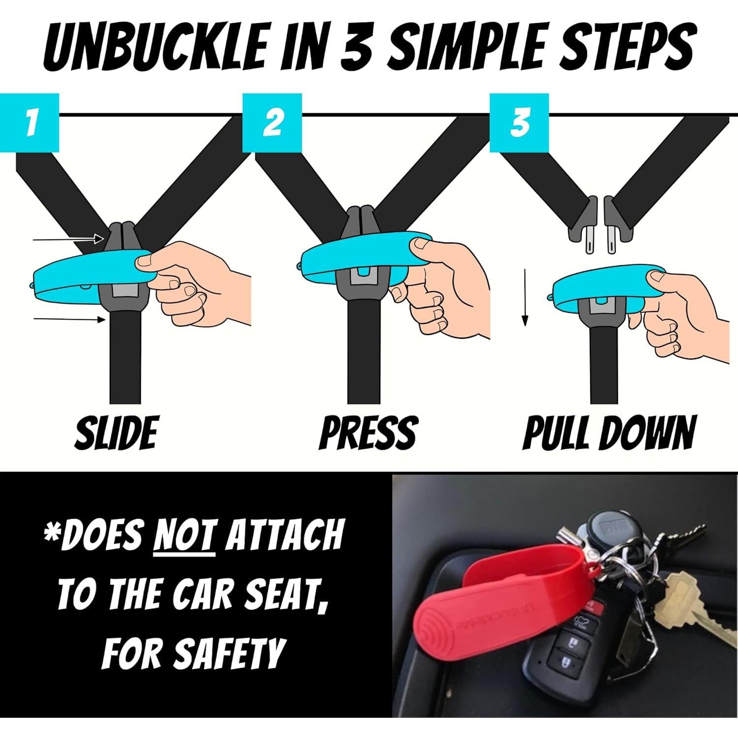 Herramienta UnbuckleMe para Hebilla de Asiento de Auto - Azul Aqua