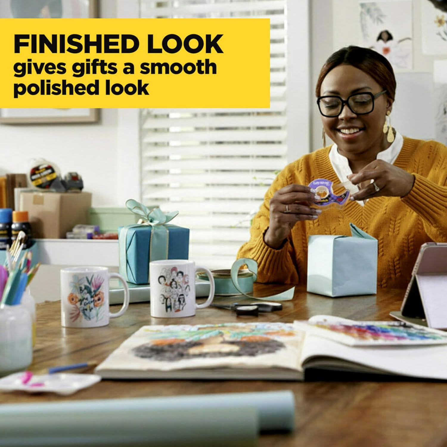 Cinta de Envolver Regalos Scotch, Transparente, 6 Rollos de 1.9 cm x 165 m