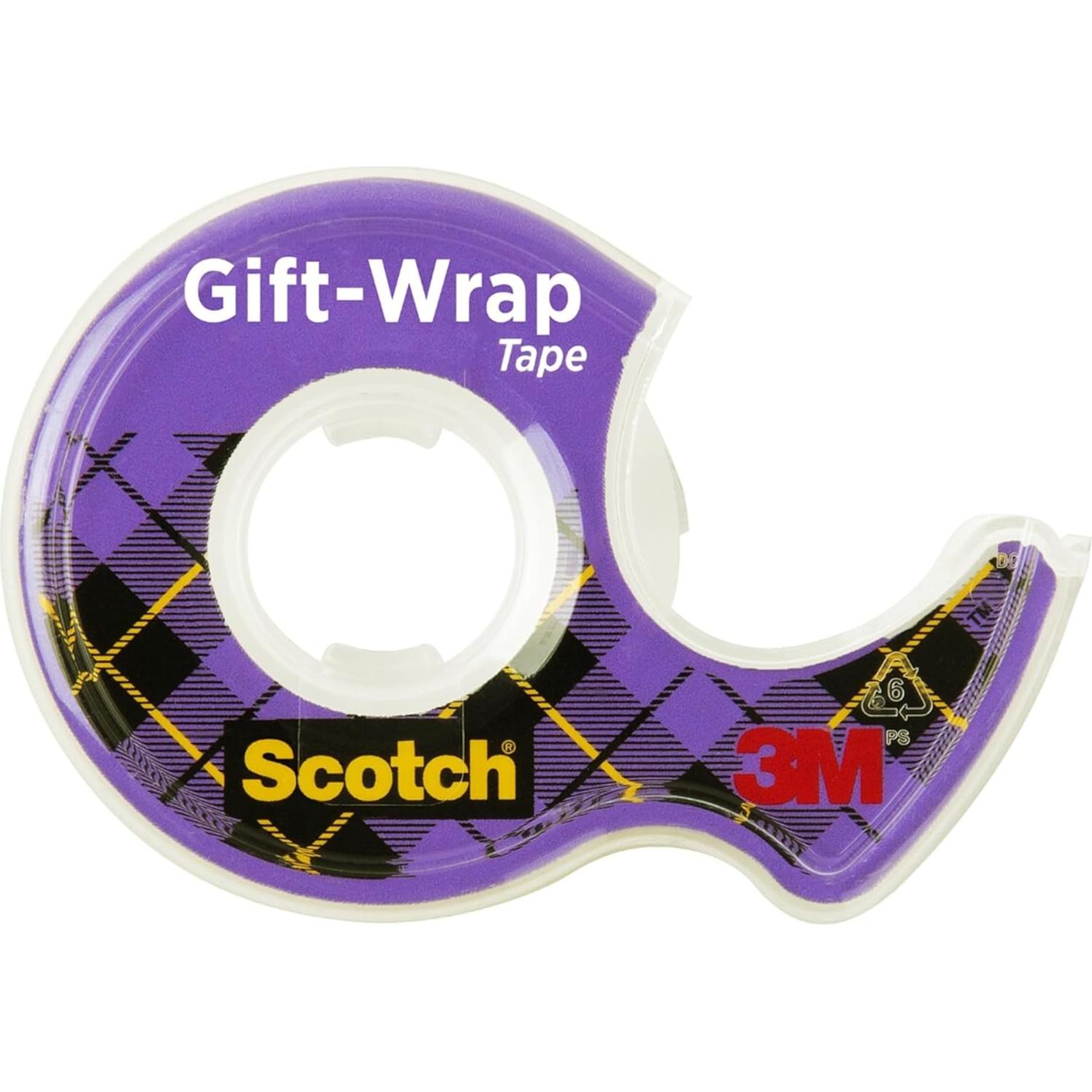 Cinta de Envolver Regalos Scotch, Transparente, 6 Rollos de 1.9 cm x 165 m