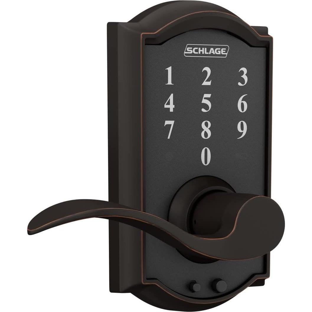 Cerradura Electrónica Sin Llave Schlage FE695 Camelot Bronce