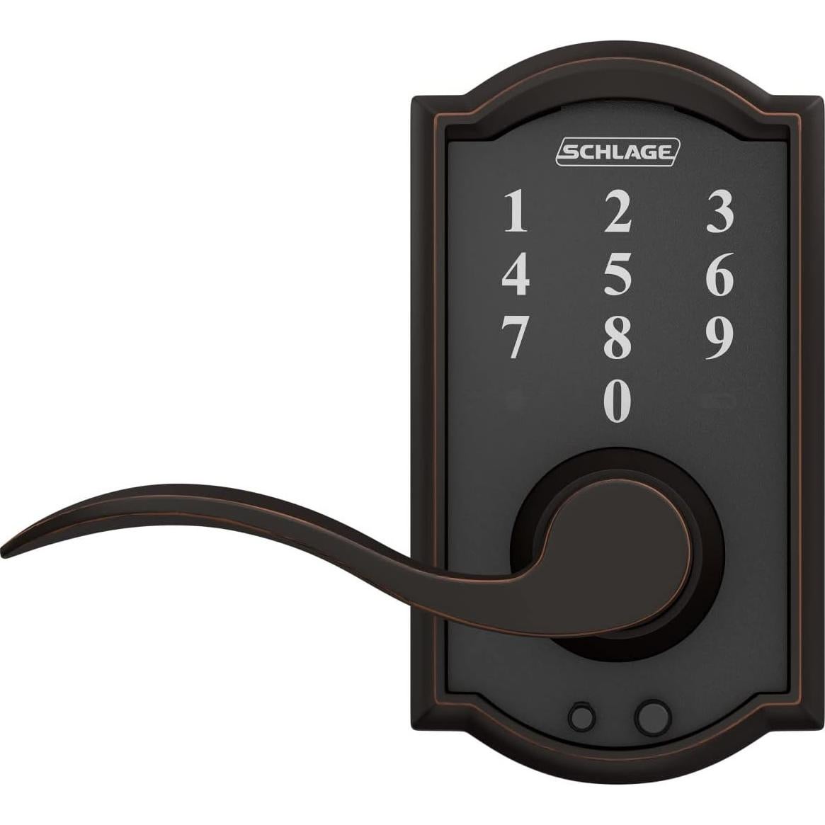 Cerradura Electrónica Sin Llave Schlage FE695 Camelot Bronce