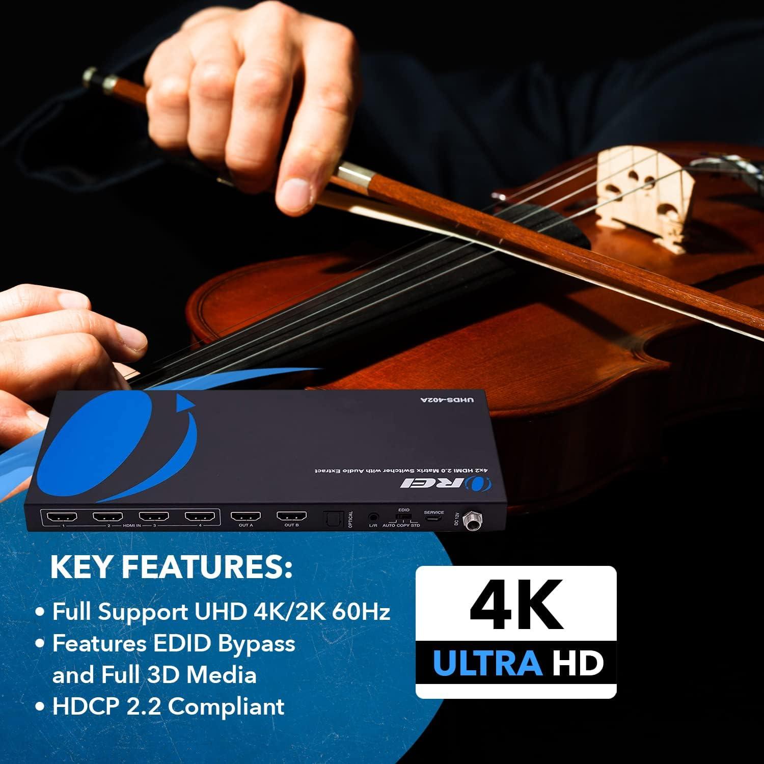 Interruptor HDMI 4x2 OREI UHDS-402A 4K 60Hz Audio ARC