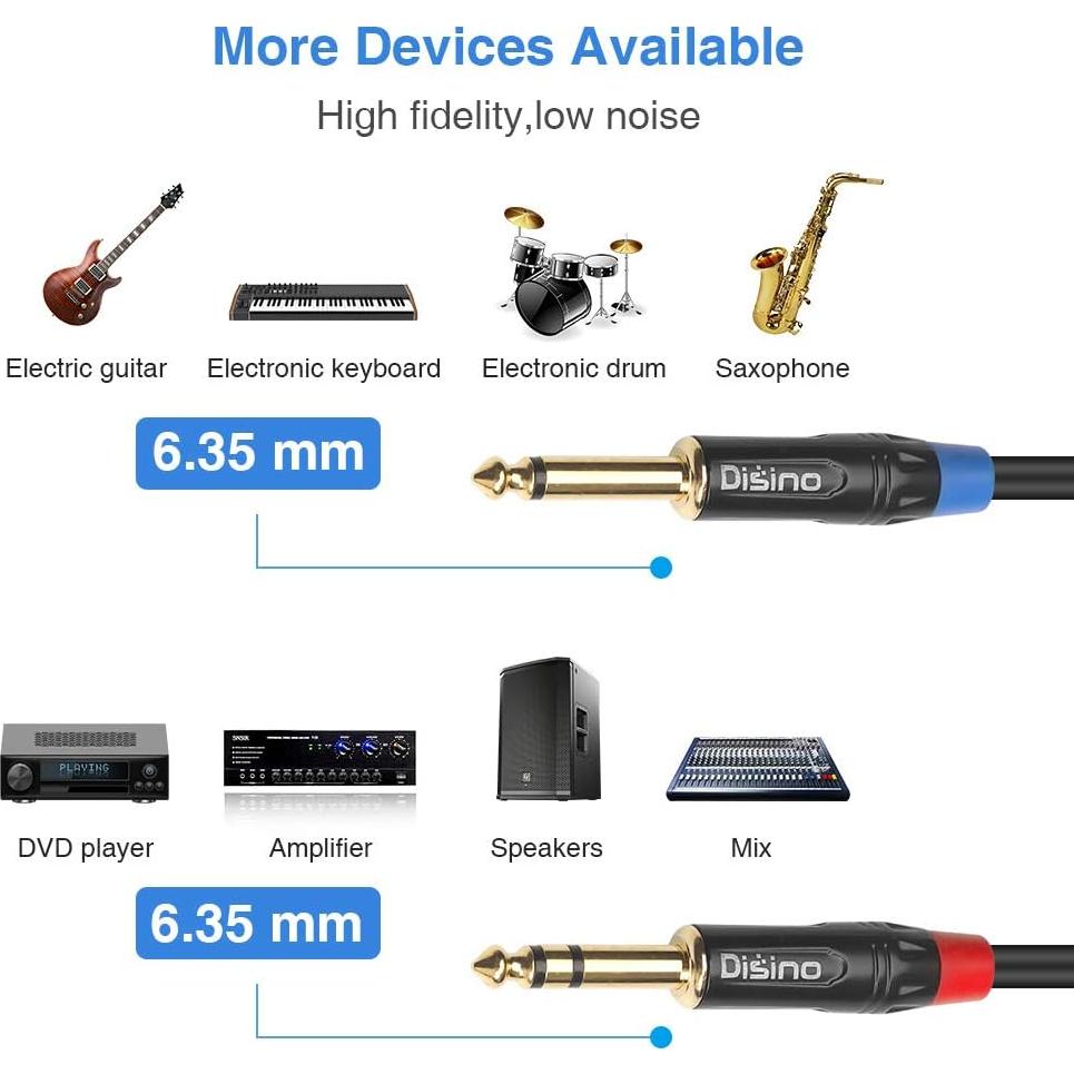 Cable Divisor Estéreo TRS 1/4" Disino 1m - Doble TS Mono