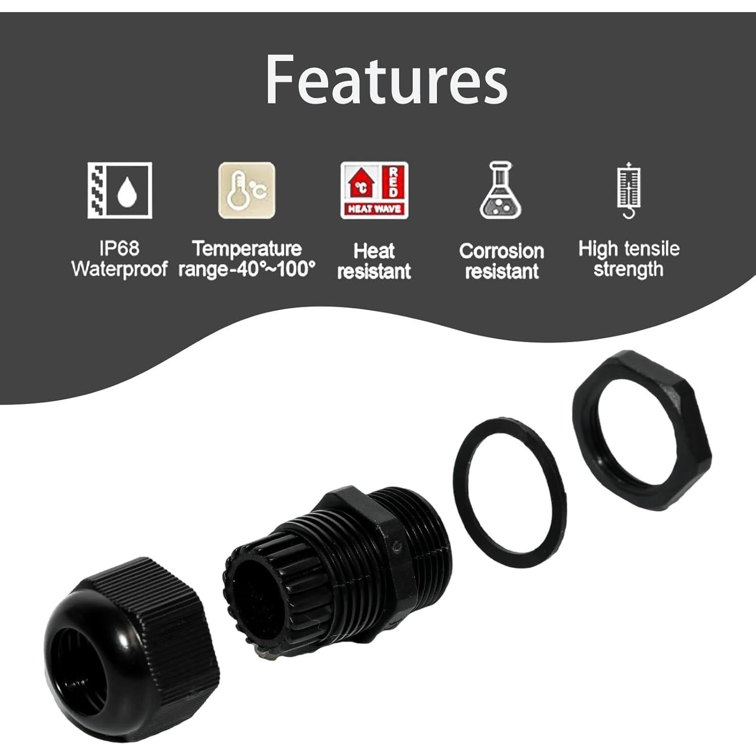 Lilaly 50 Pcs Juntas de Cable Gland Impermeables PG7