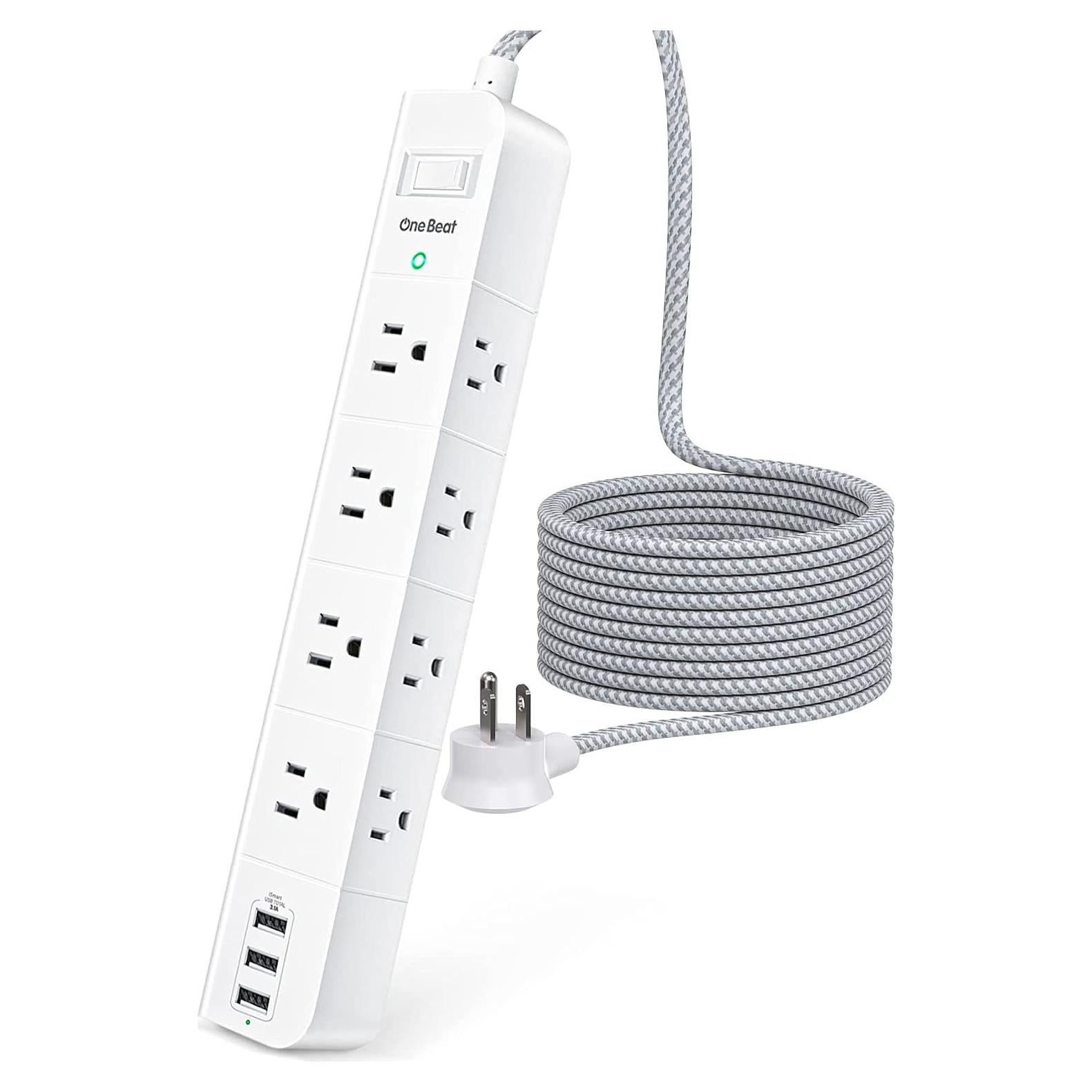 Regleta de Extensión One Beat 5FT con 8 Salidas AC y 3 USB