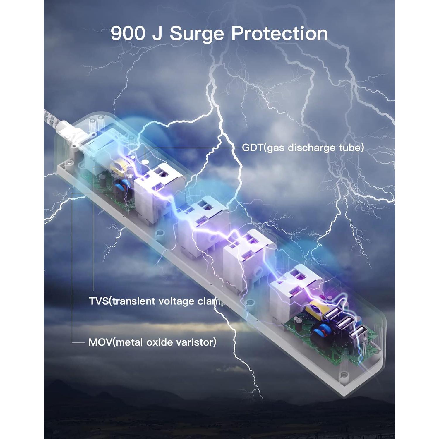 Regleta de Extensión One Beat 5FT con 8 Salidas AC y 3 USB