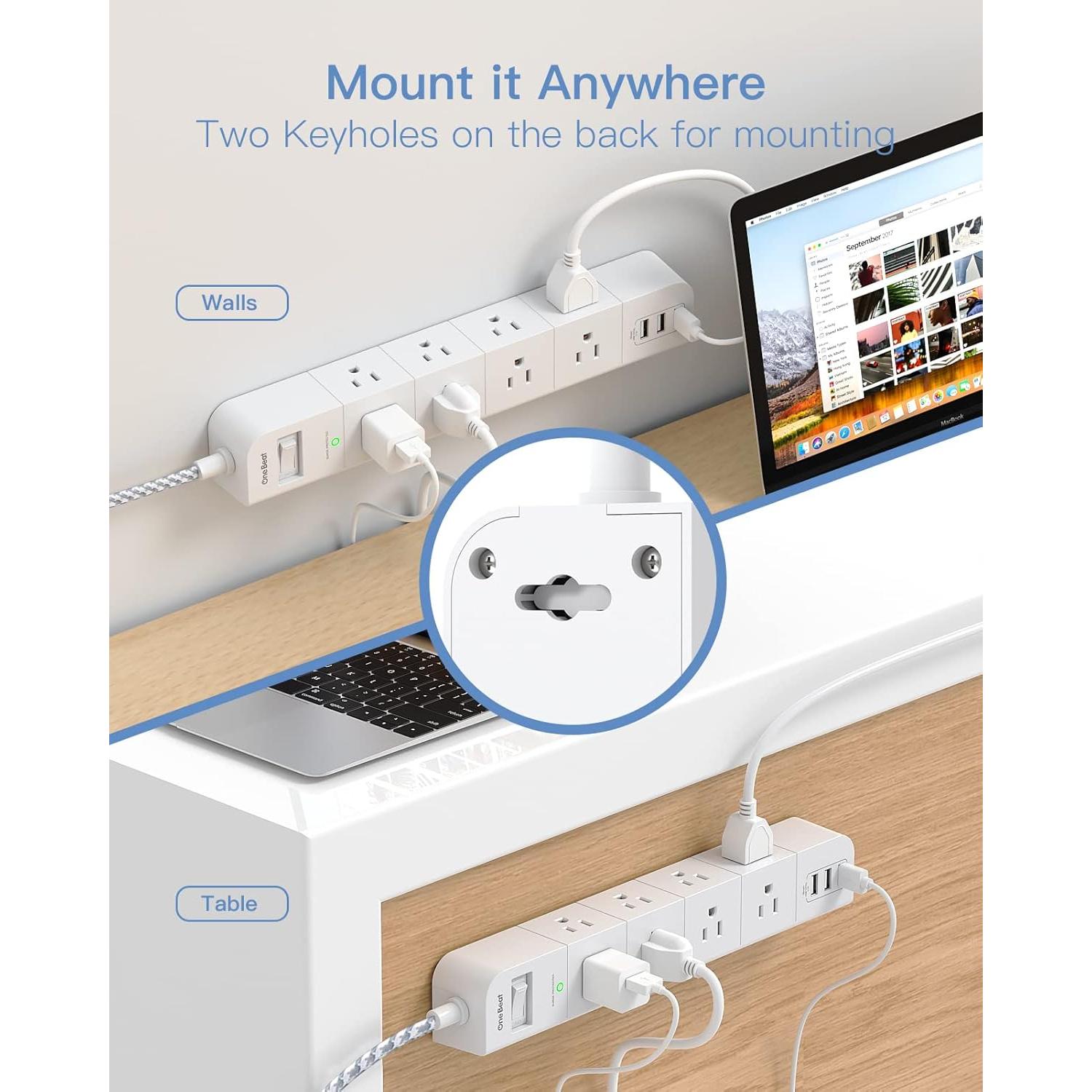 Regleta de Extensión One Beat 5FT con 8 Salidas AC y 3 USB