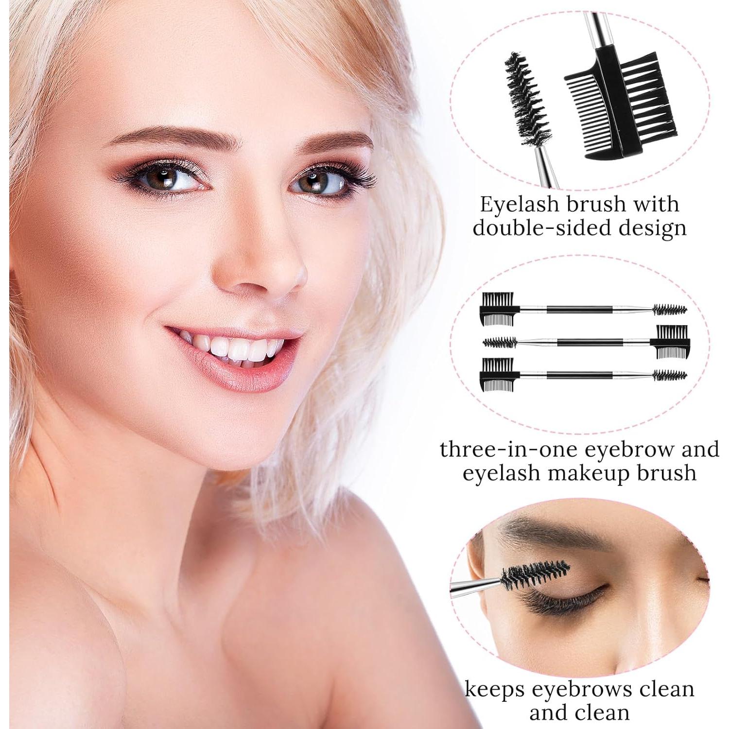 Giantree Cepillo de Cejas y Pestañas 3 Piezas Negro