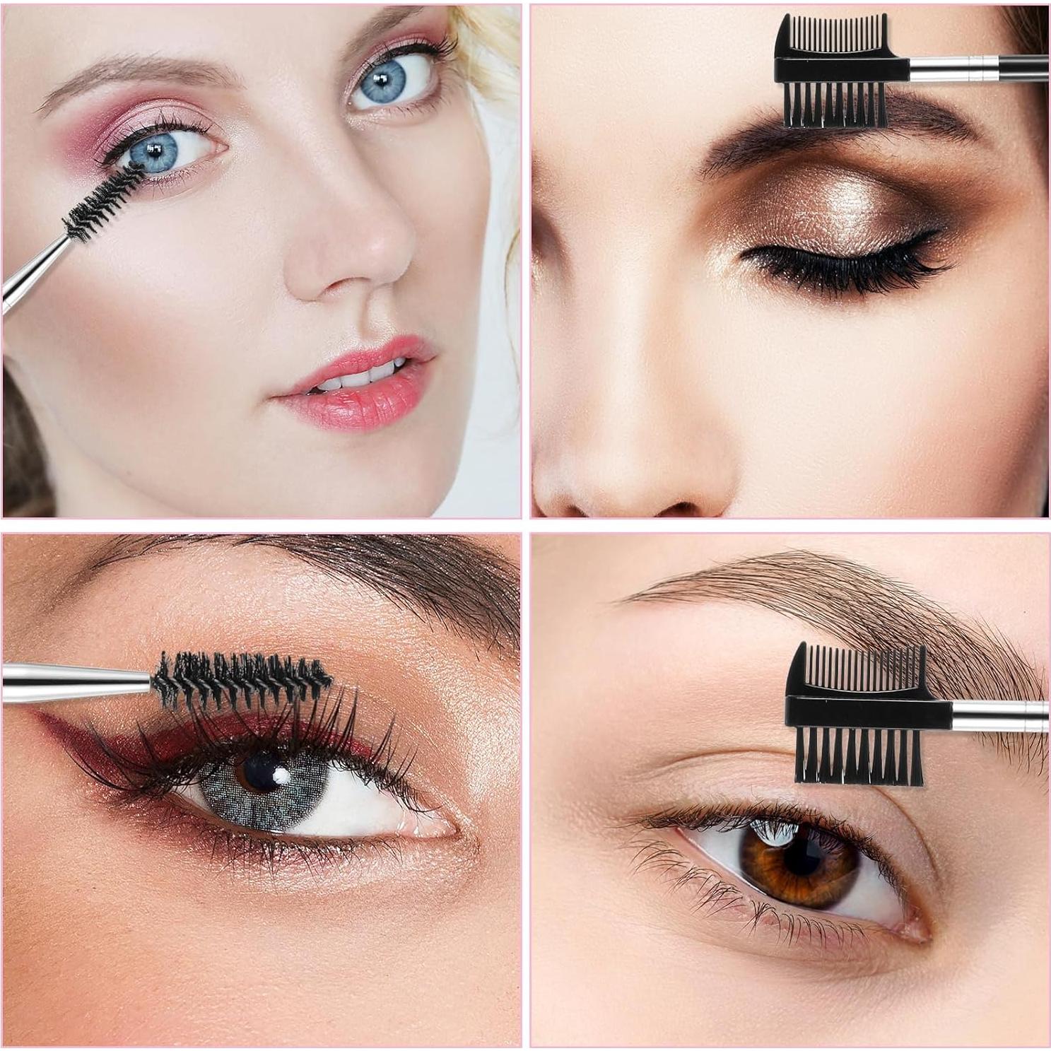 Giantree Cepillo de Cejas y Pestañas 3 Piezas Negro