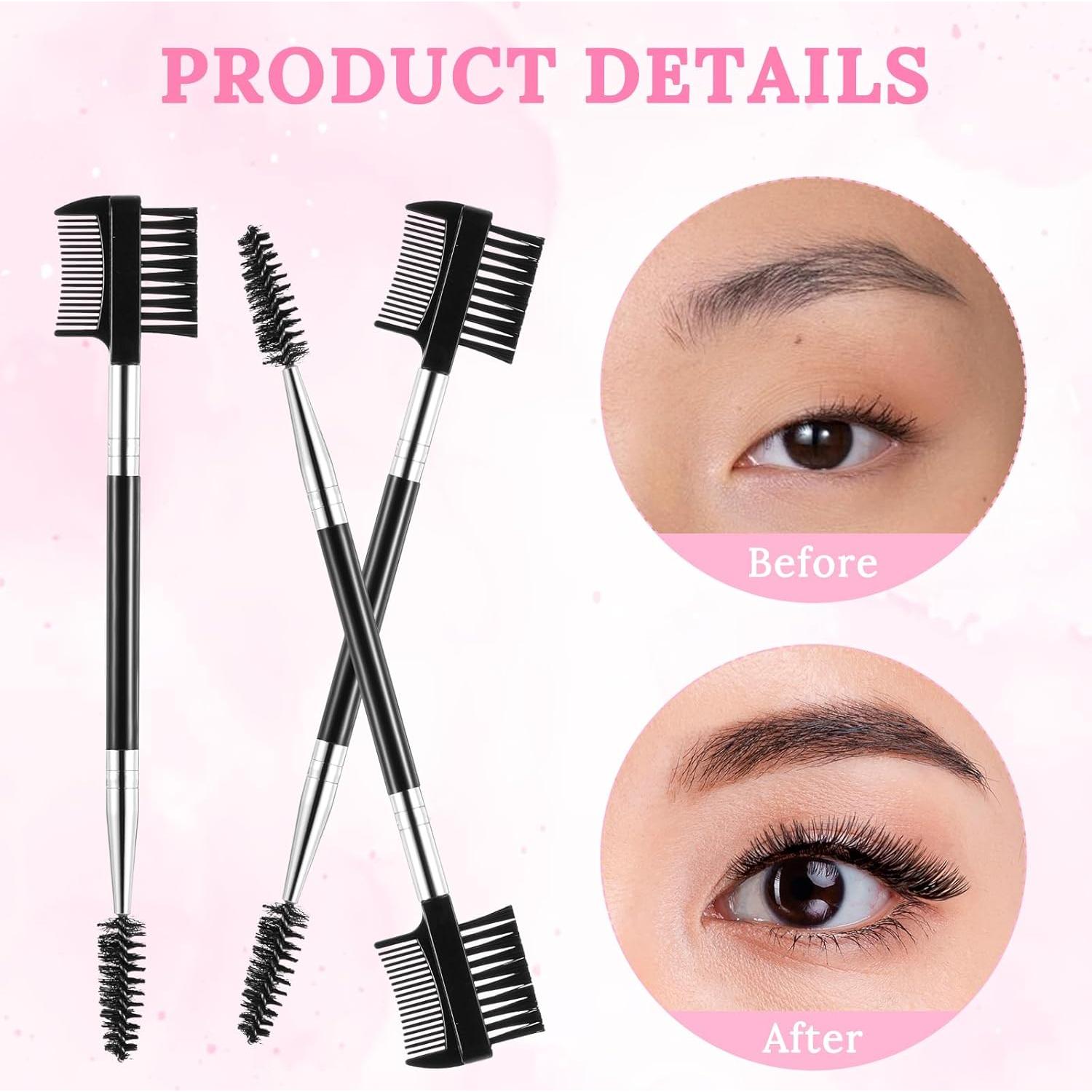 Giantree Cepillo de Cejas y Pestañas 3 Piezas Negro