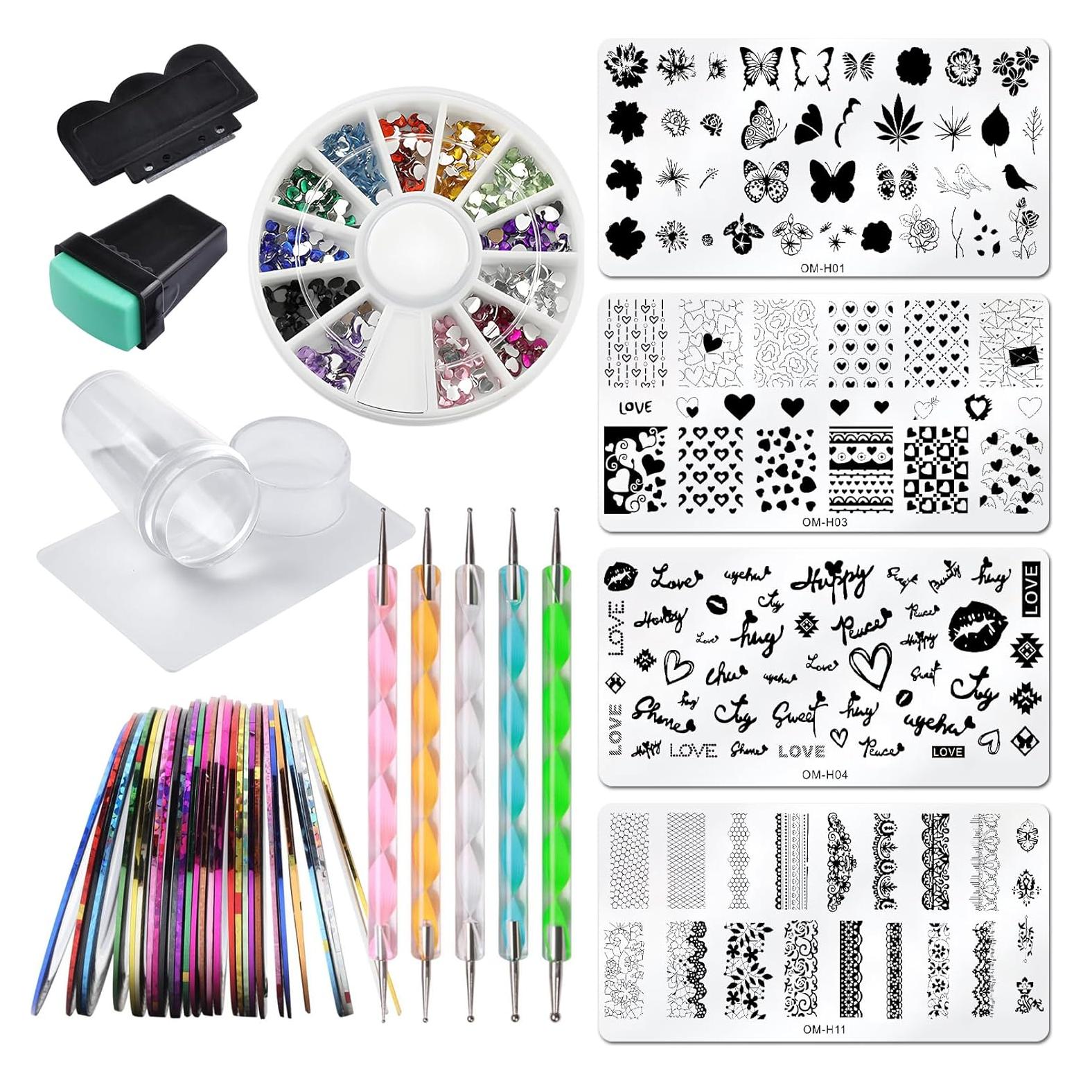 Kit de Estampado de Uñas LoveOurHome 4pc con Herramientas