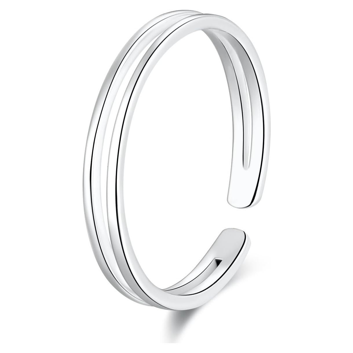 Anillo Abierto de Plata Esterlina 925 Ajustable para Mujeres