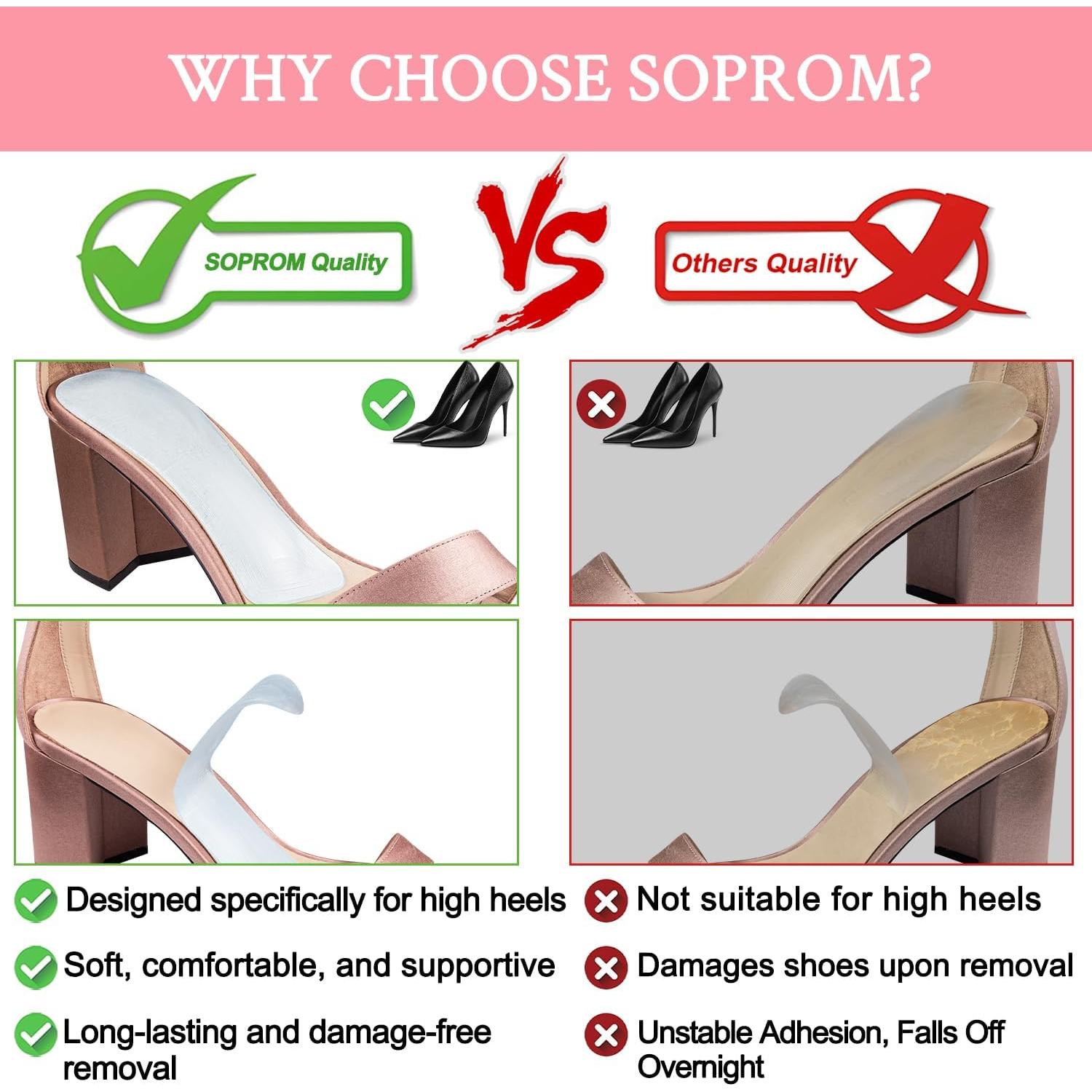 Plantillas de Gel SOPROM para Tacones Altos - Alivio Dolor Pie