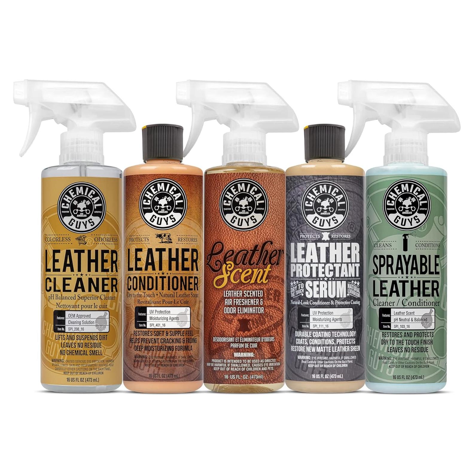 Kit de Cuidado de Cuero Chemical Guys HOL_113 - 5 Productos 16 oz