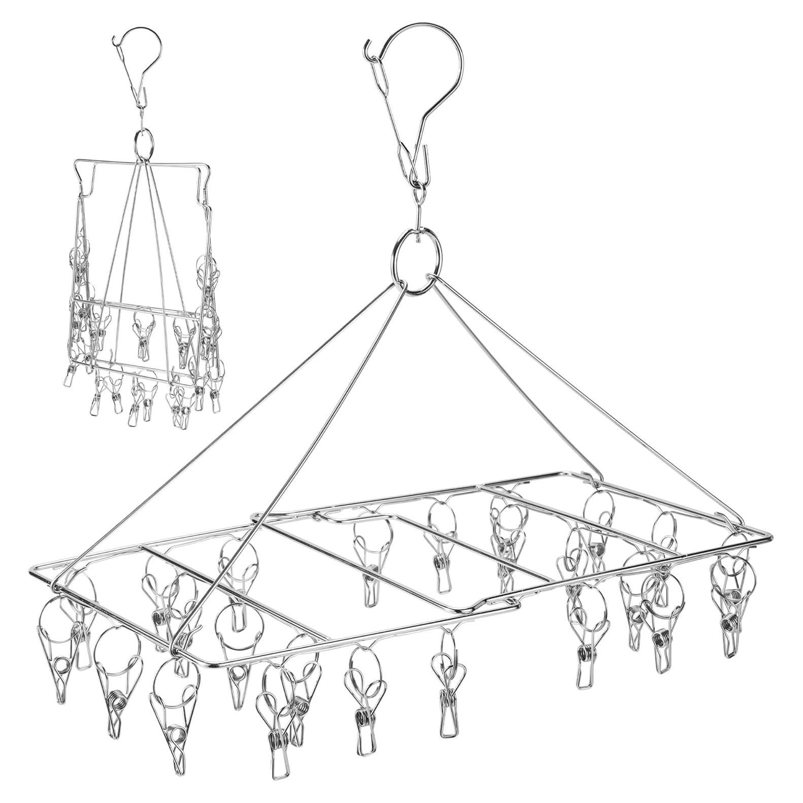 Secador de Calcetines Plegable WudTus 24 Clips Acero Inoxidable