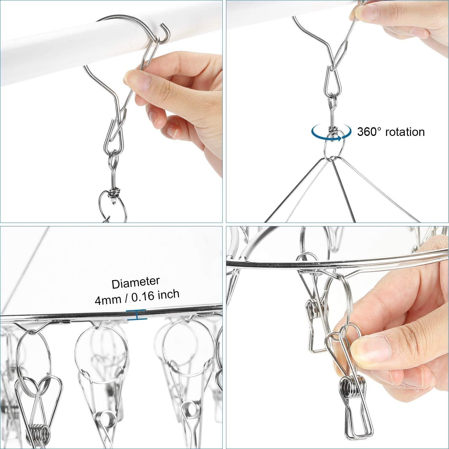 Secador de Calcetines Plegable WudTus 24 Clips Acero Inoxidable