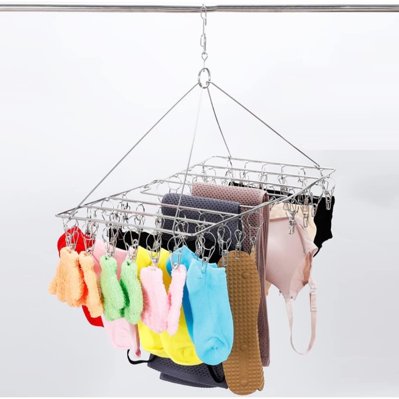 Secador de Calcetines Plegable WudTus 24 Clips Acero Inoxidable