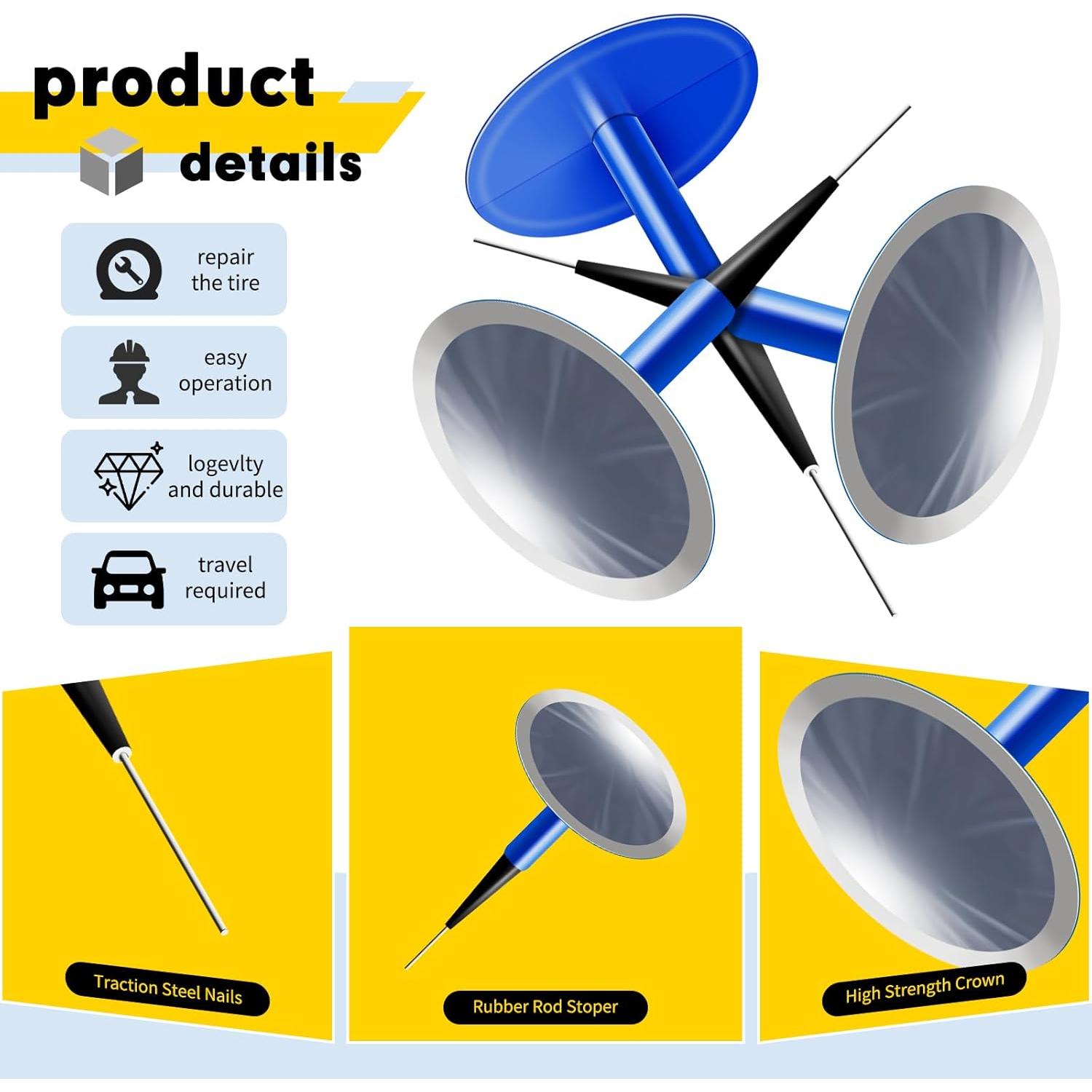 Kit de Reparación de Neumáticos ZOSANY 33 PZS con Tapones de Hongo