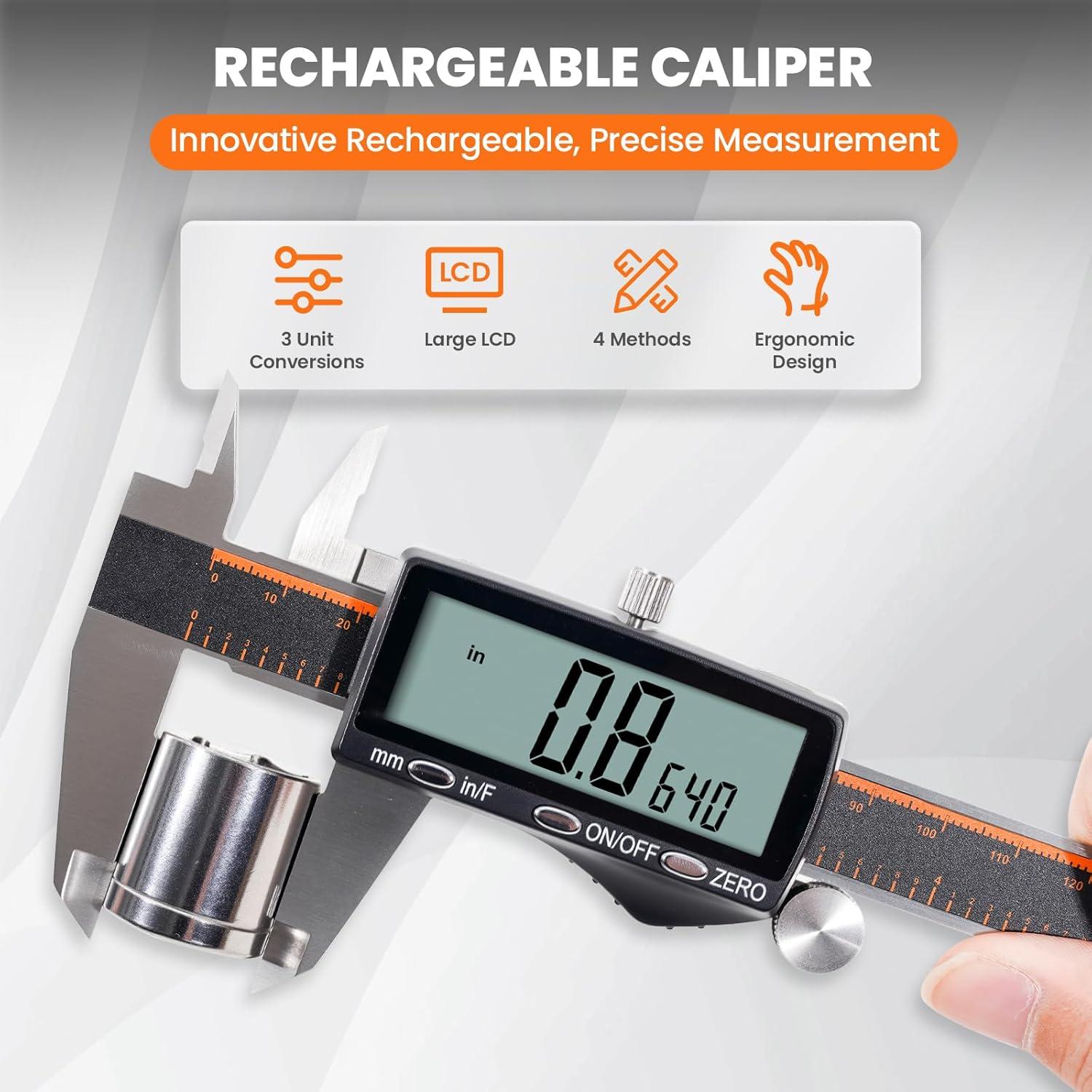 Calibre Digital Recargable HARDELL 6 Pulgadas Acero Inoxidable