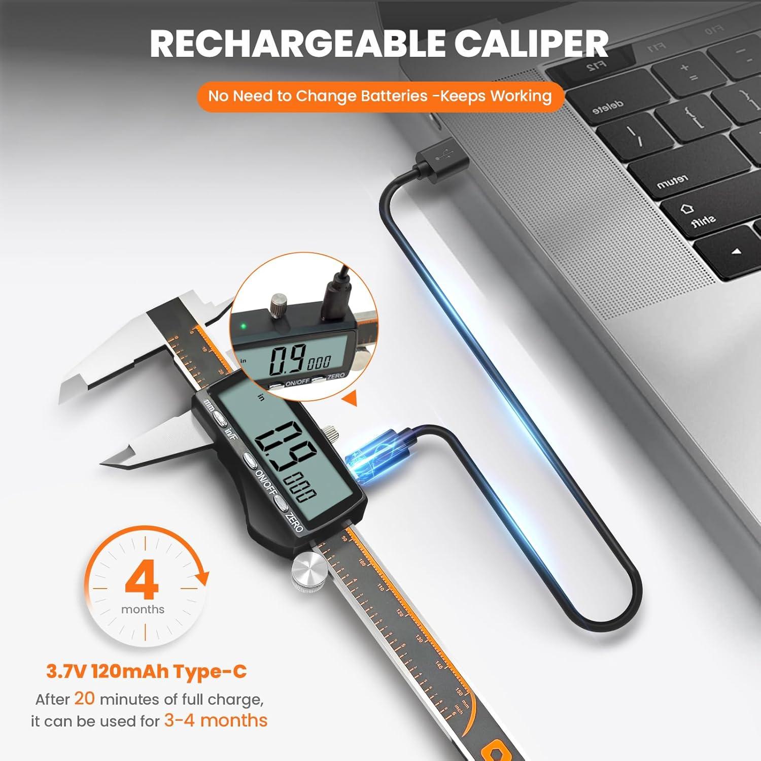 Calibre Digital Recargable HARDELL 6 Pulgadas Acero Inoxidable