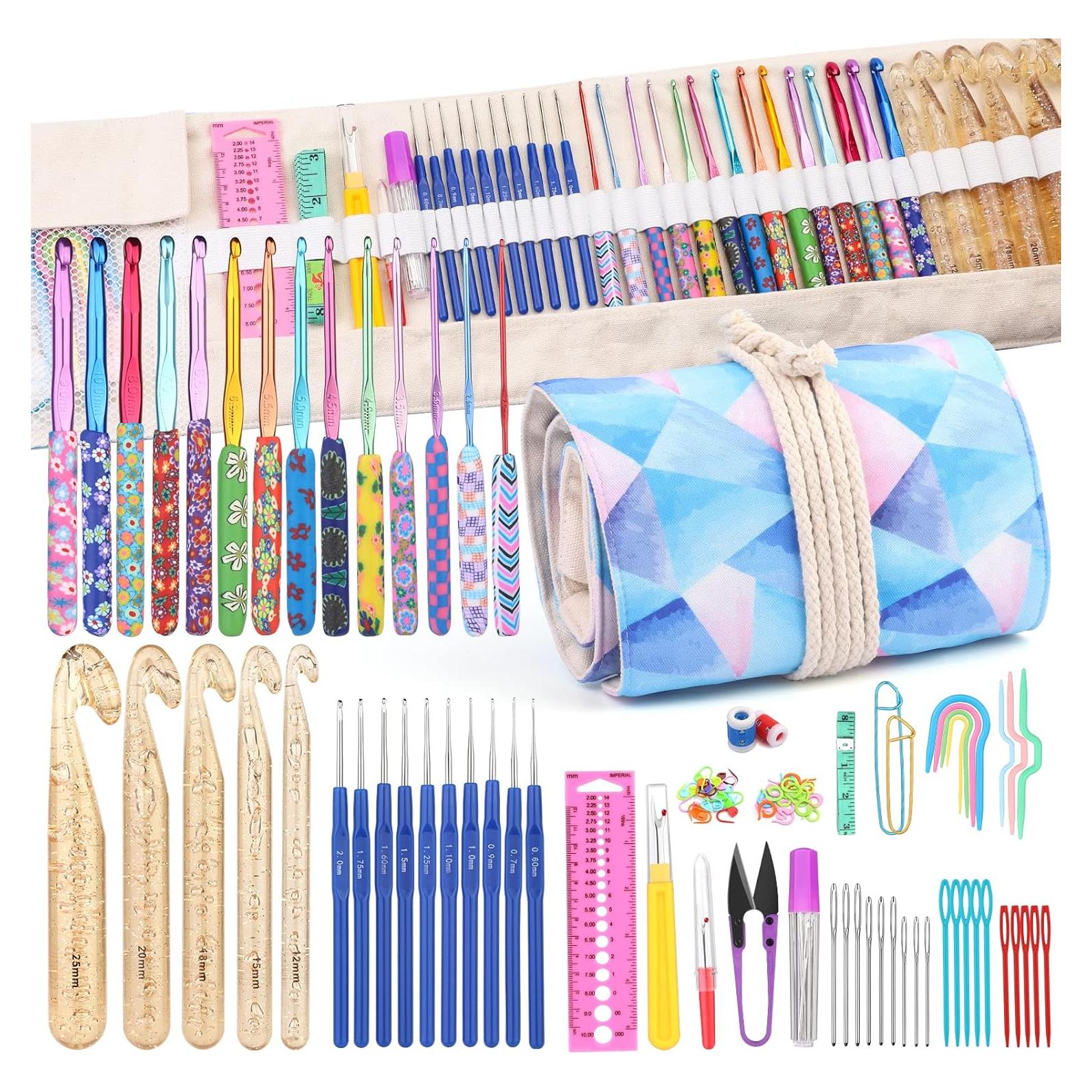 Kit de Ganchillos Ergonómicos Zlulary 116 Piezas con Bolsa