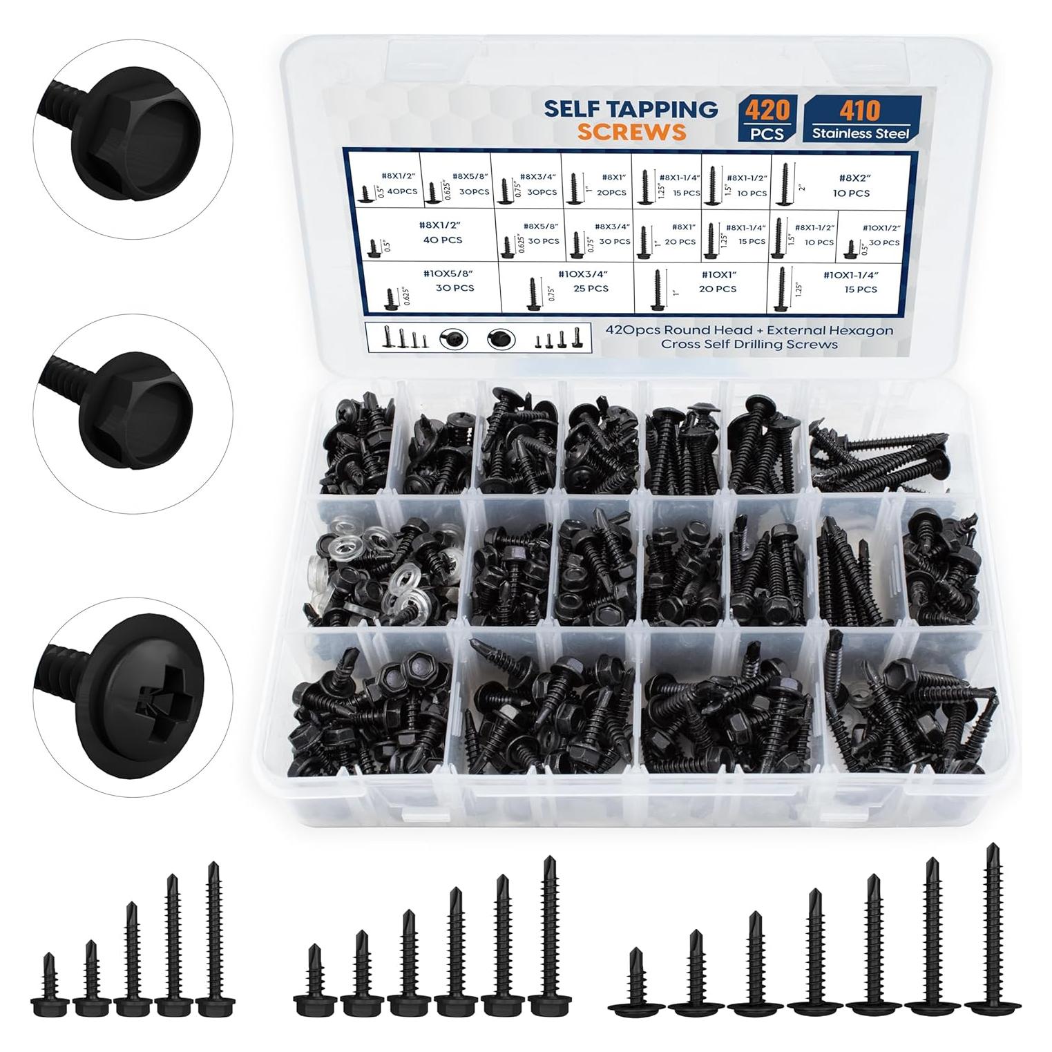 420 Tornillos Autoperforantes Acero Inoxidable RYCARO #8 #10