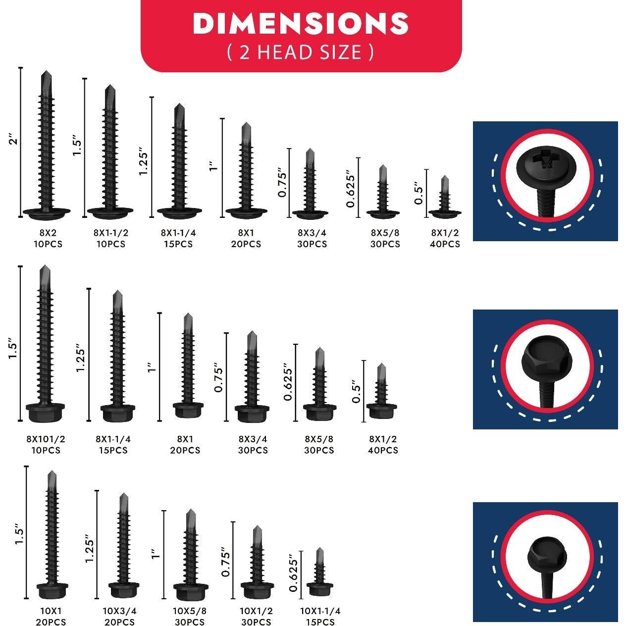 420 Tornillos Autoperforantes Acero Inoxidable RYCARO #8 #10