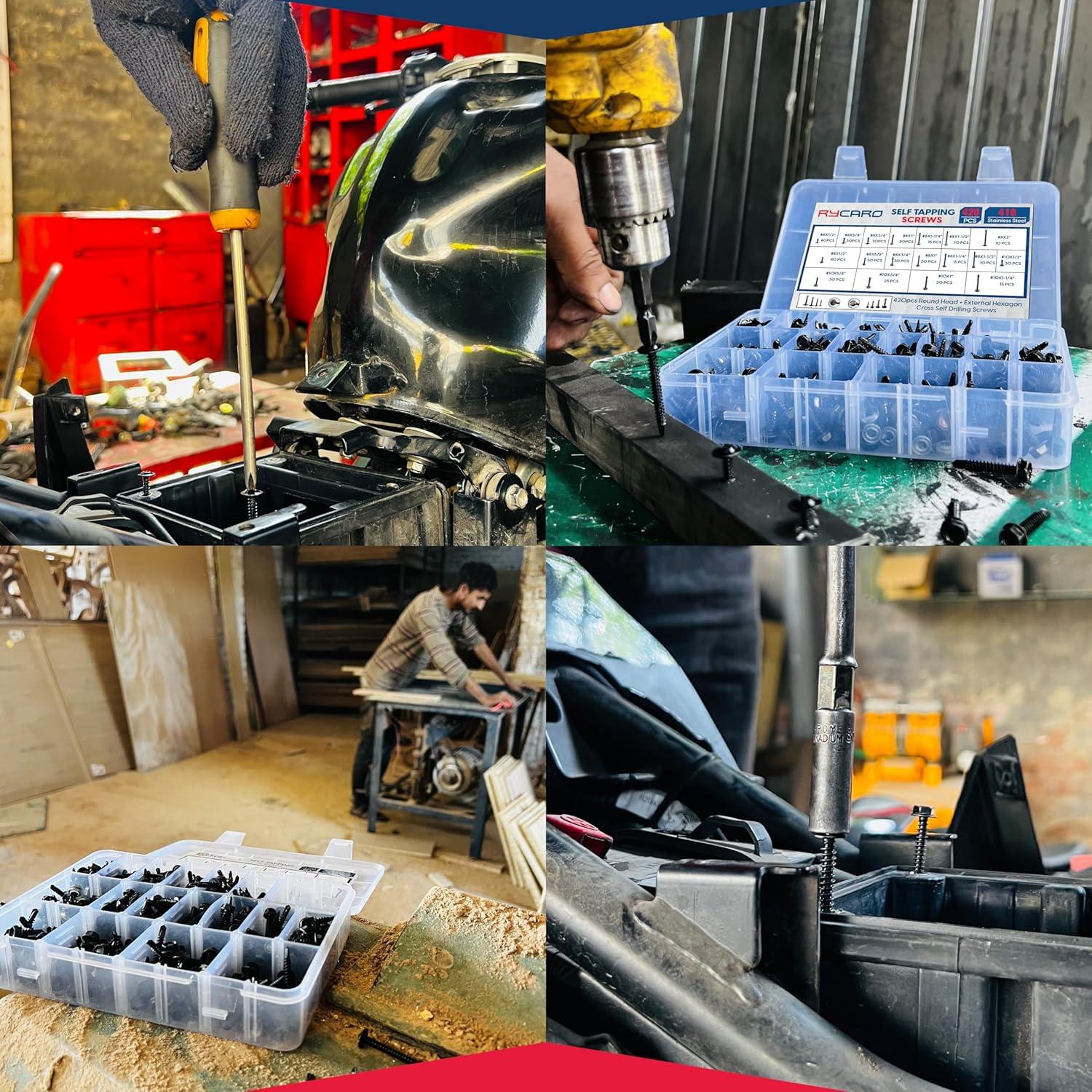 420 Tornillos Autoperforantes Acero Inoxidable RYCARO #8 #10