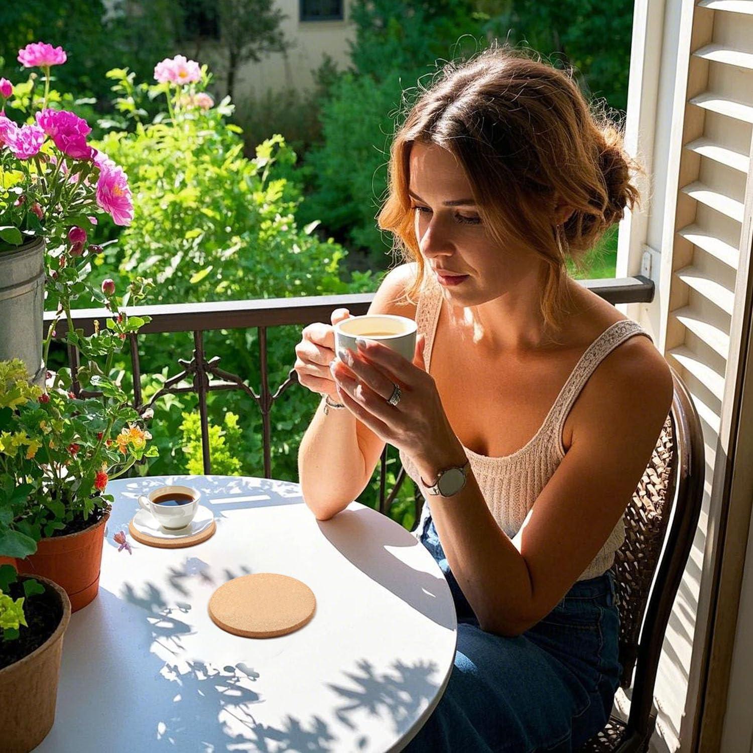 Set de 6 Posavasos de Corcho LEKAYIHU 10 cm Resistentes al Calor