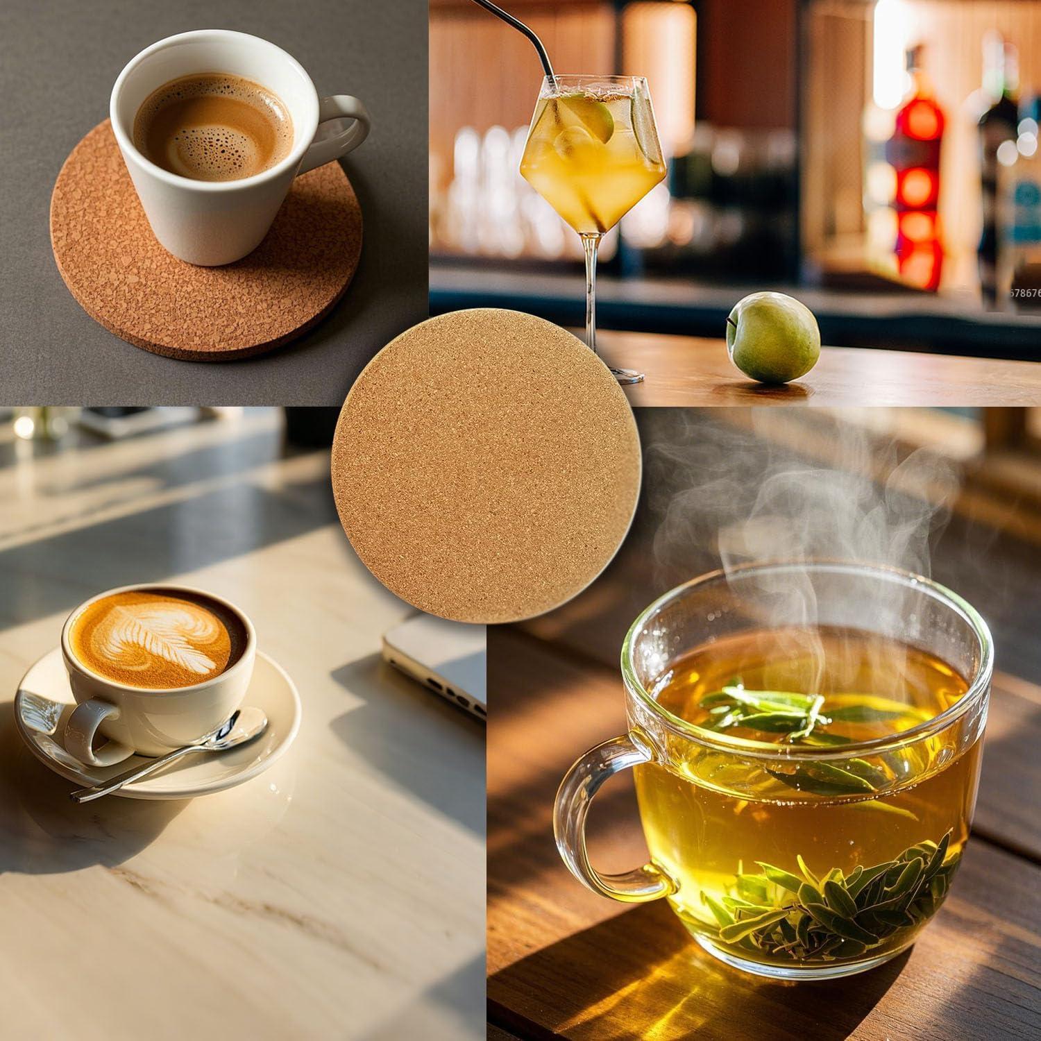 Set de 6 Posavasos de Corcho LEKAYIHU 10 cm Resistentes al Calor