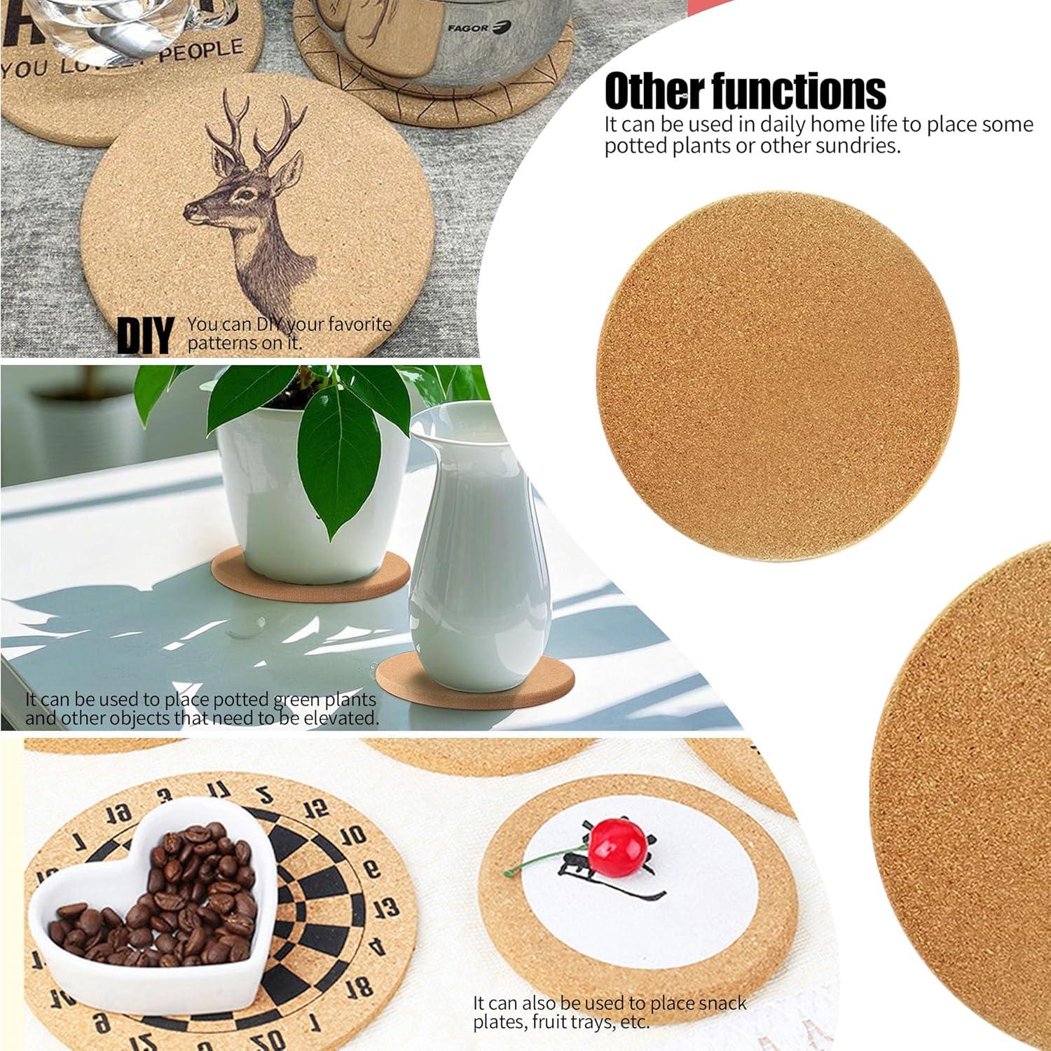 Set de 6 Posavasos de Corcho LEKAYIHU 10 cm Resistentes al Calor