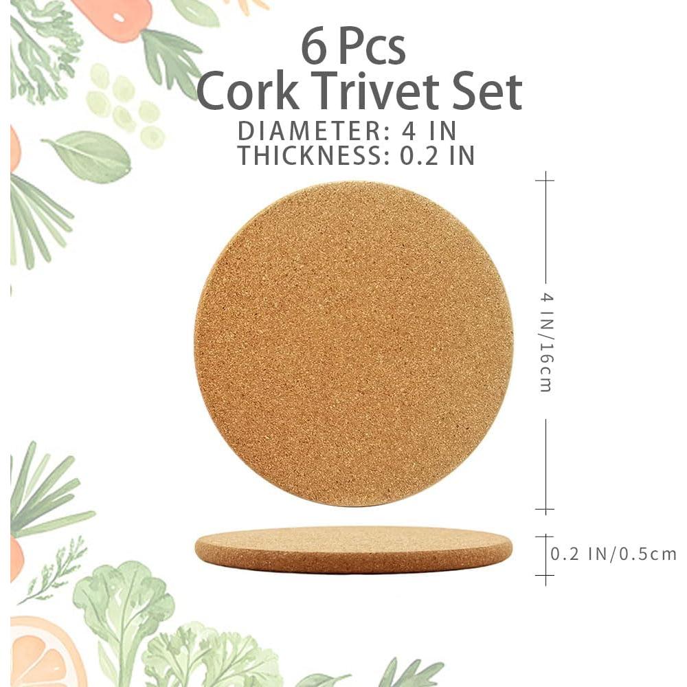 Set de 6 Posavasos de Corcho LEKAYIHU 10 cm Resistentes al Calor