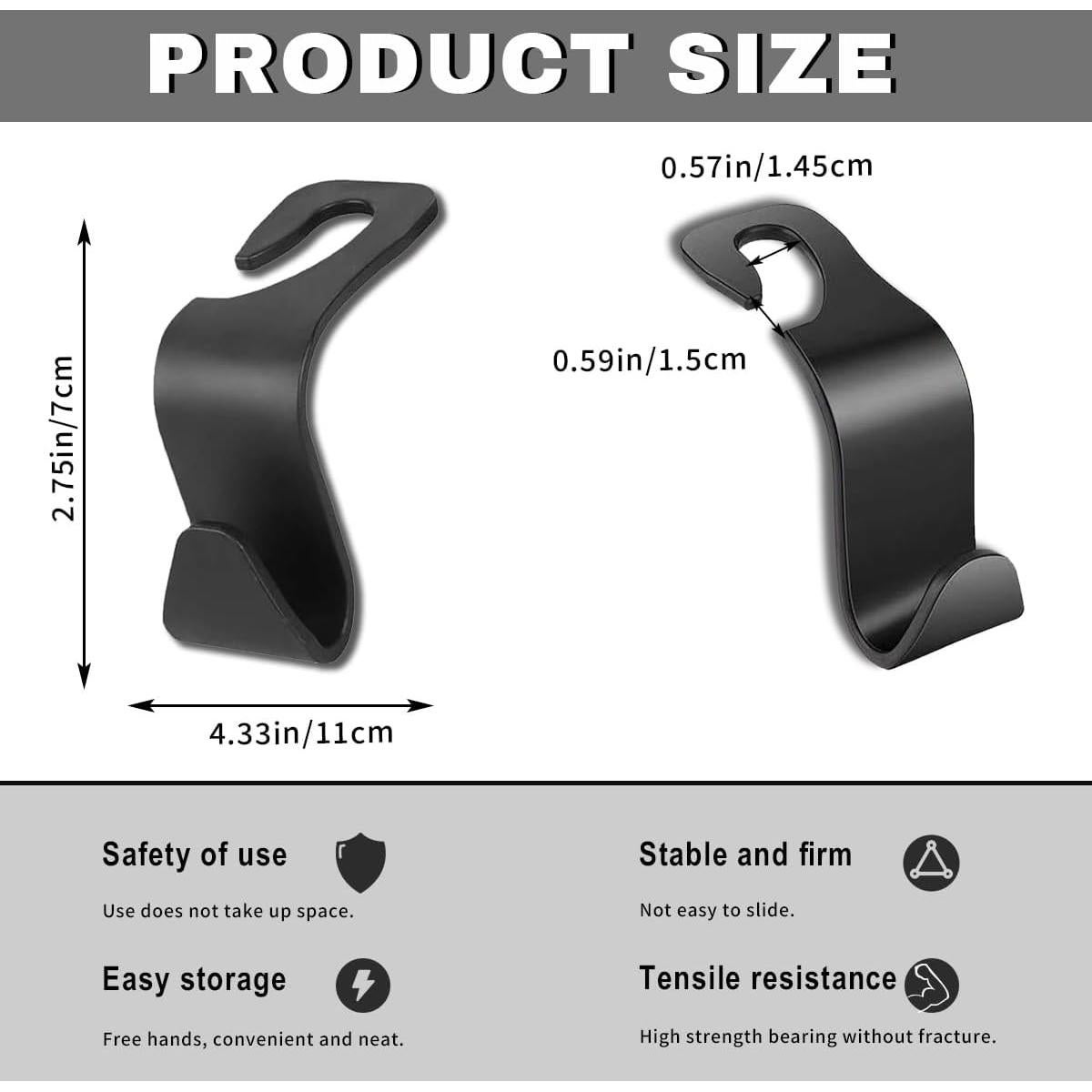 Ganchos para Reposacabezas de Automóvil Couslcd - 4 Piezas Negro