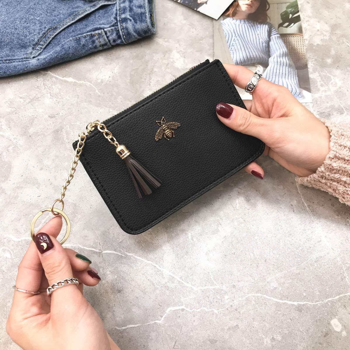 Monedero de cuero sintético AnnabelZ con llavero y borlas - Negro